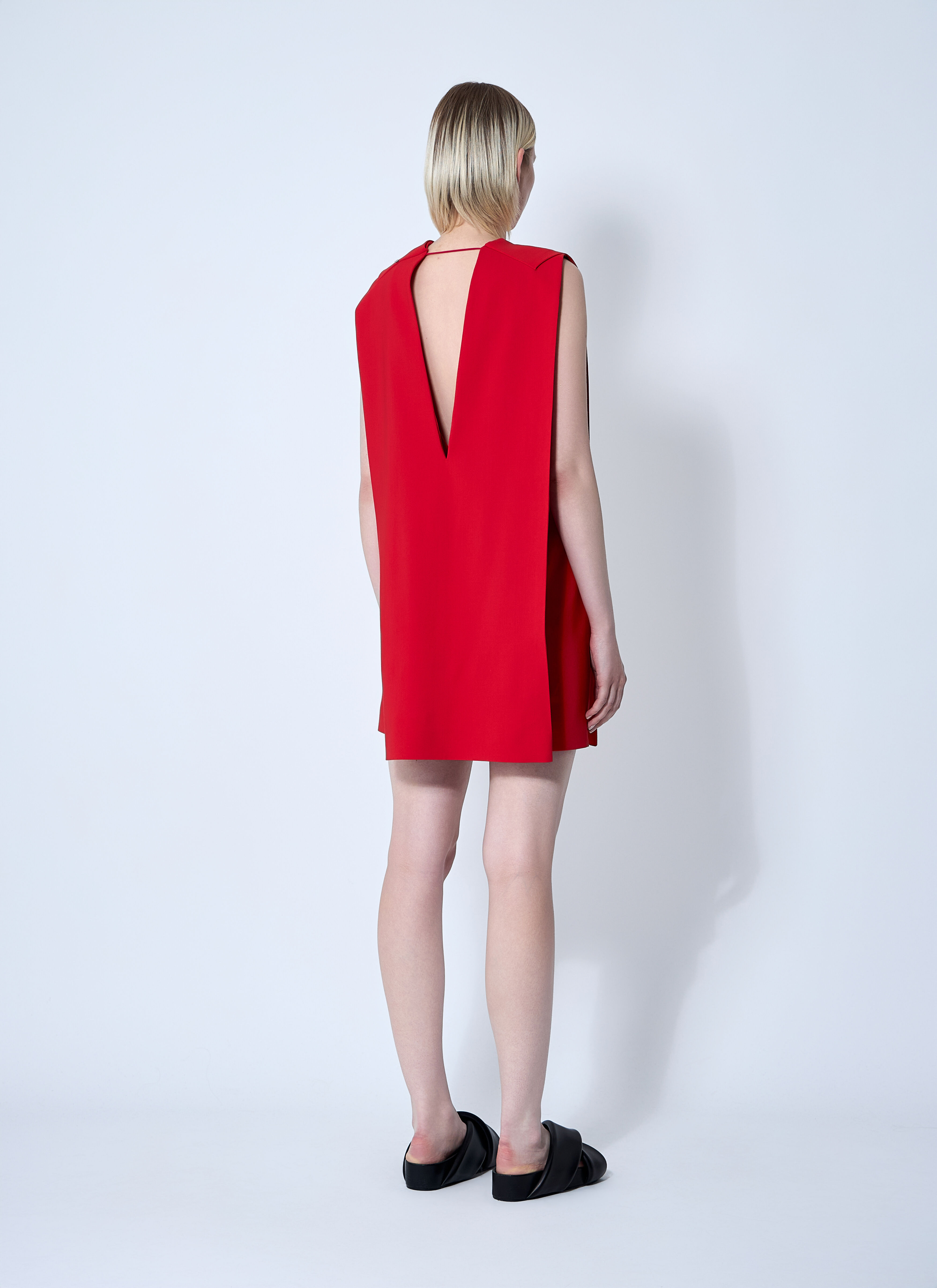 Plunge Mini Dress With Belt - 4