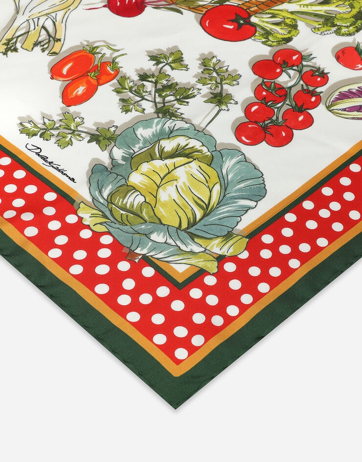 Vegetable-print twill scarf (70 x 70) - 3