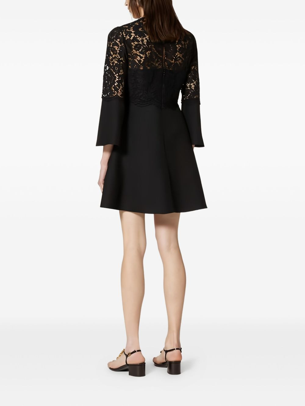lace-paneled flared dress - 4