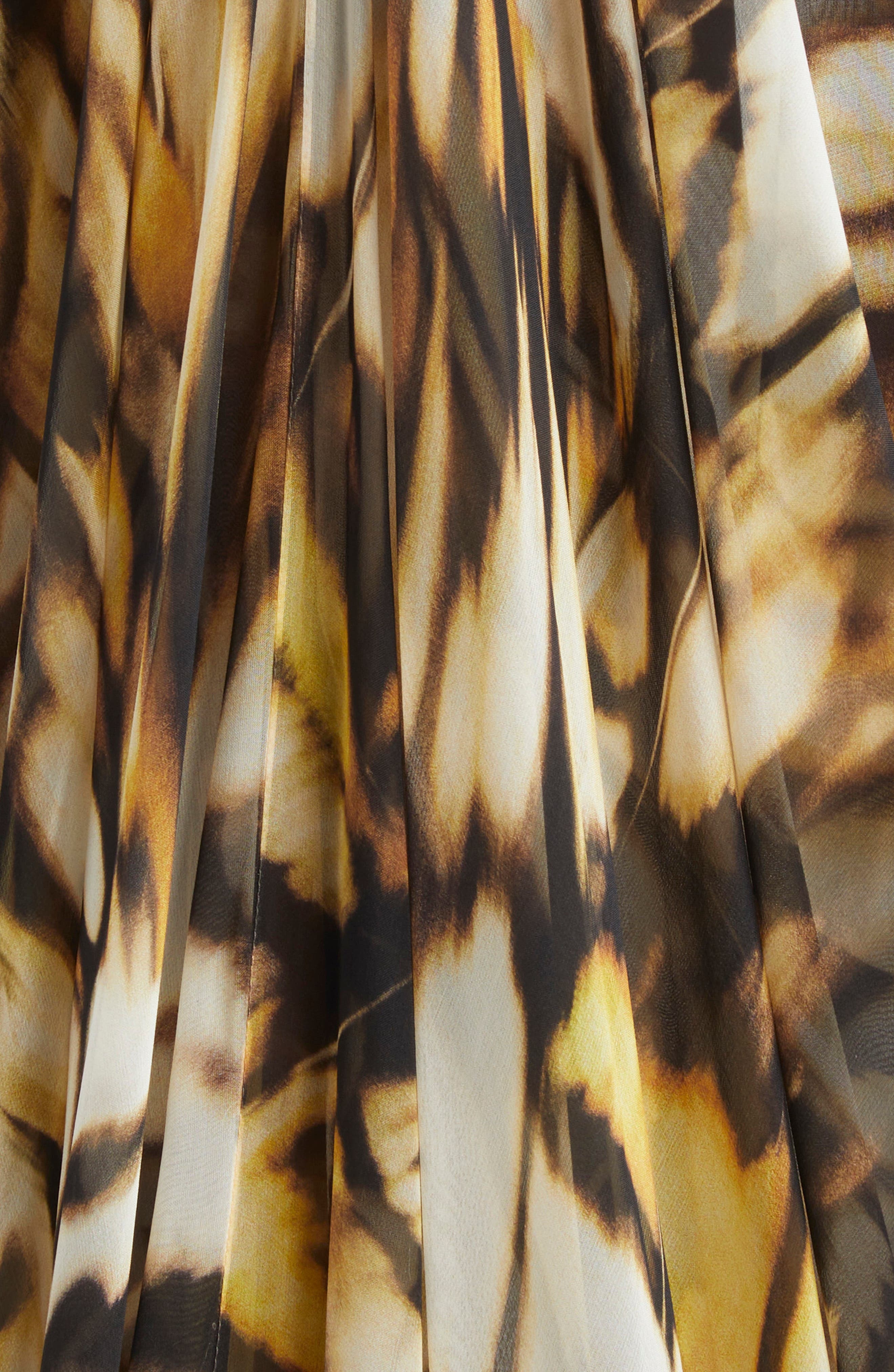 Oscar de la Renta Butterfly Print Draped Silk Chiffon Gown in Black Multi at Nordstrom - 6