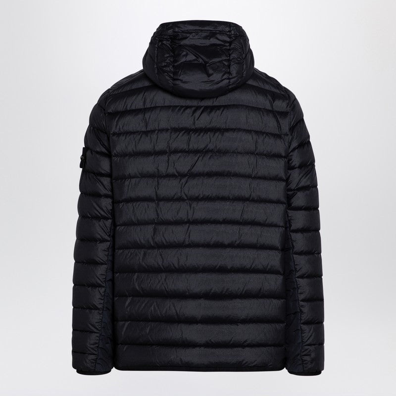 Stone Island Quilted Down Jacket With Hood Navy Men - 2