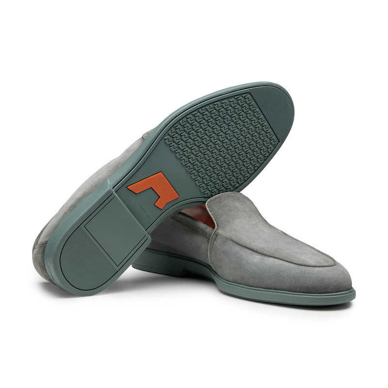 Santoni Men's green suede loafer outlook