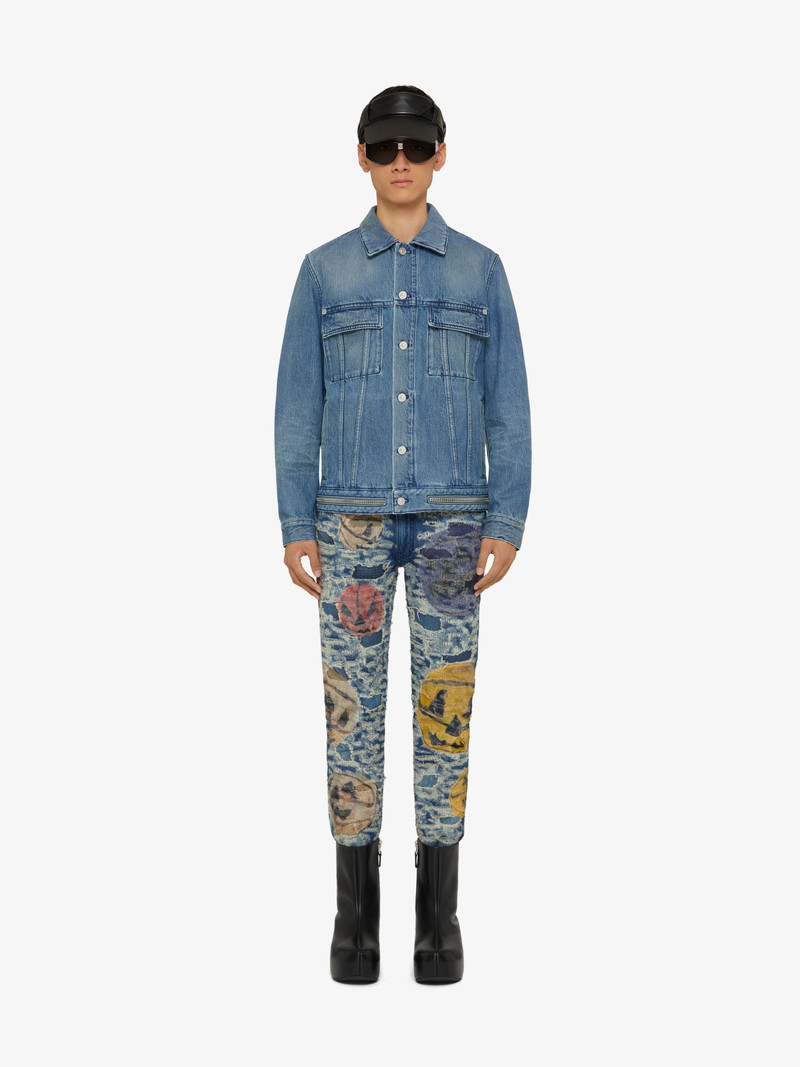 Givenchy SLIM FIT JEANS IN DESTROYED DENIM WITH CERAMICS PRINTS outlook