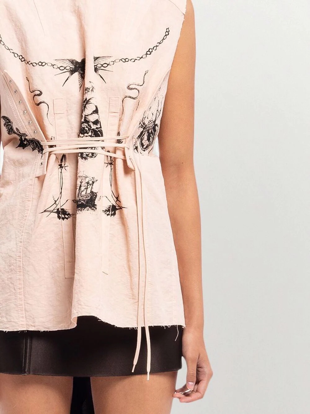 printed slub canvas top - 4