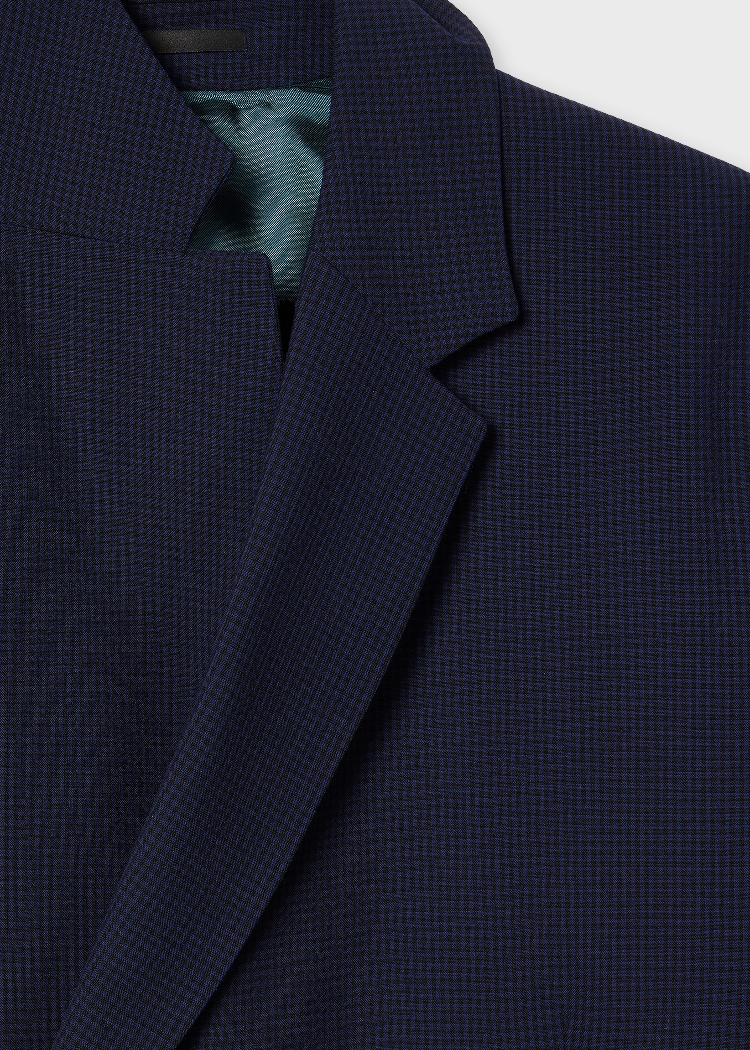 Navy Gingham Wool-Blend Double-Breasted Blazer - 2