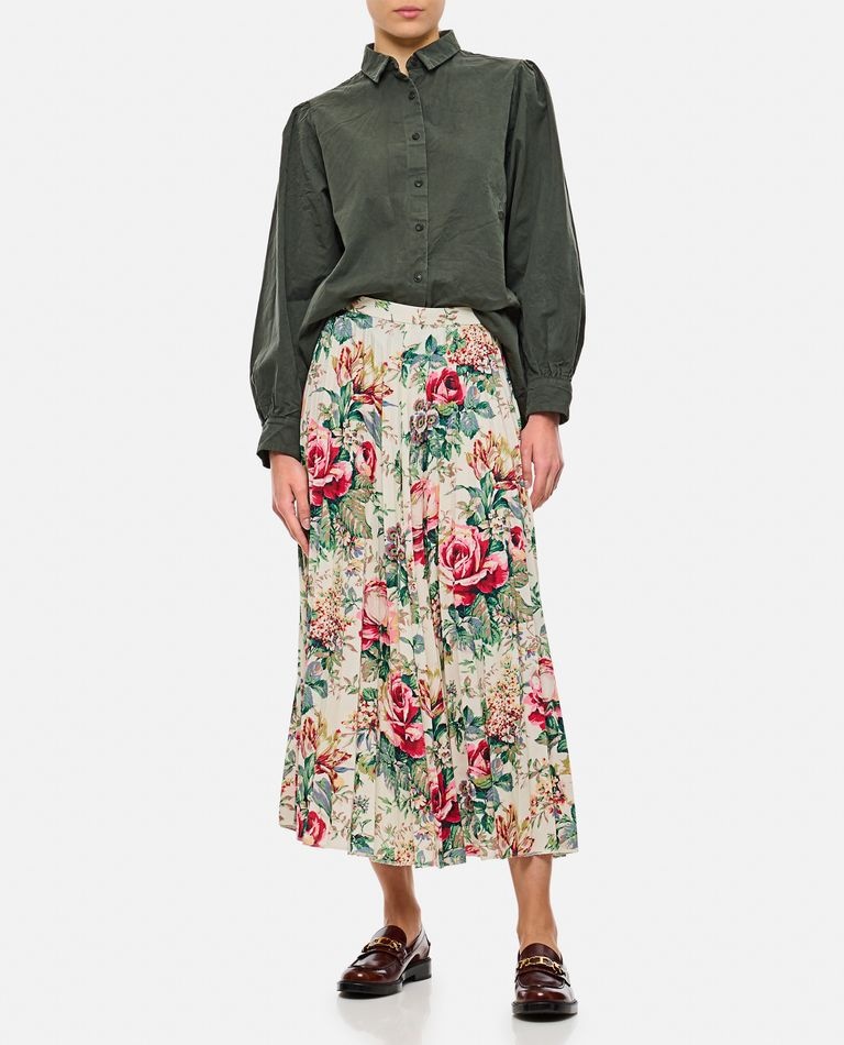 FLOWER PATTERN PRINTED PLEATED MIDI SKIRT - 2