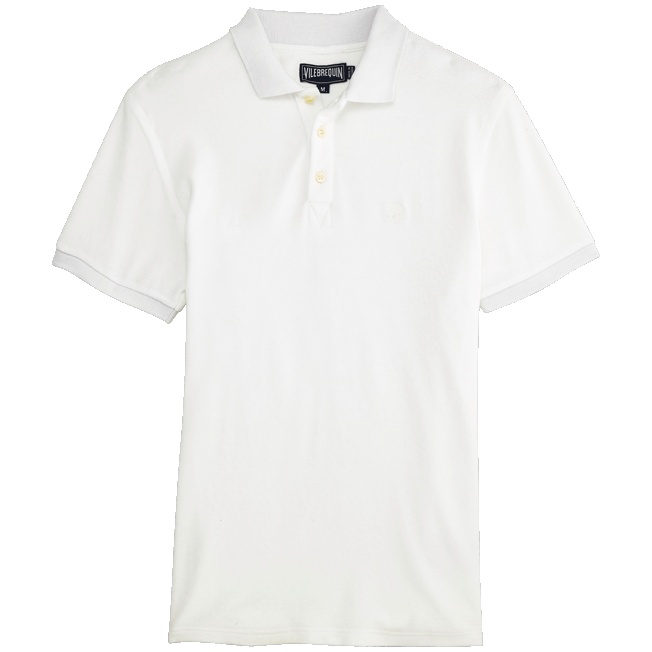 Men Terry Cloth Polo Shirt Solid - 1