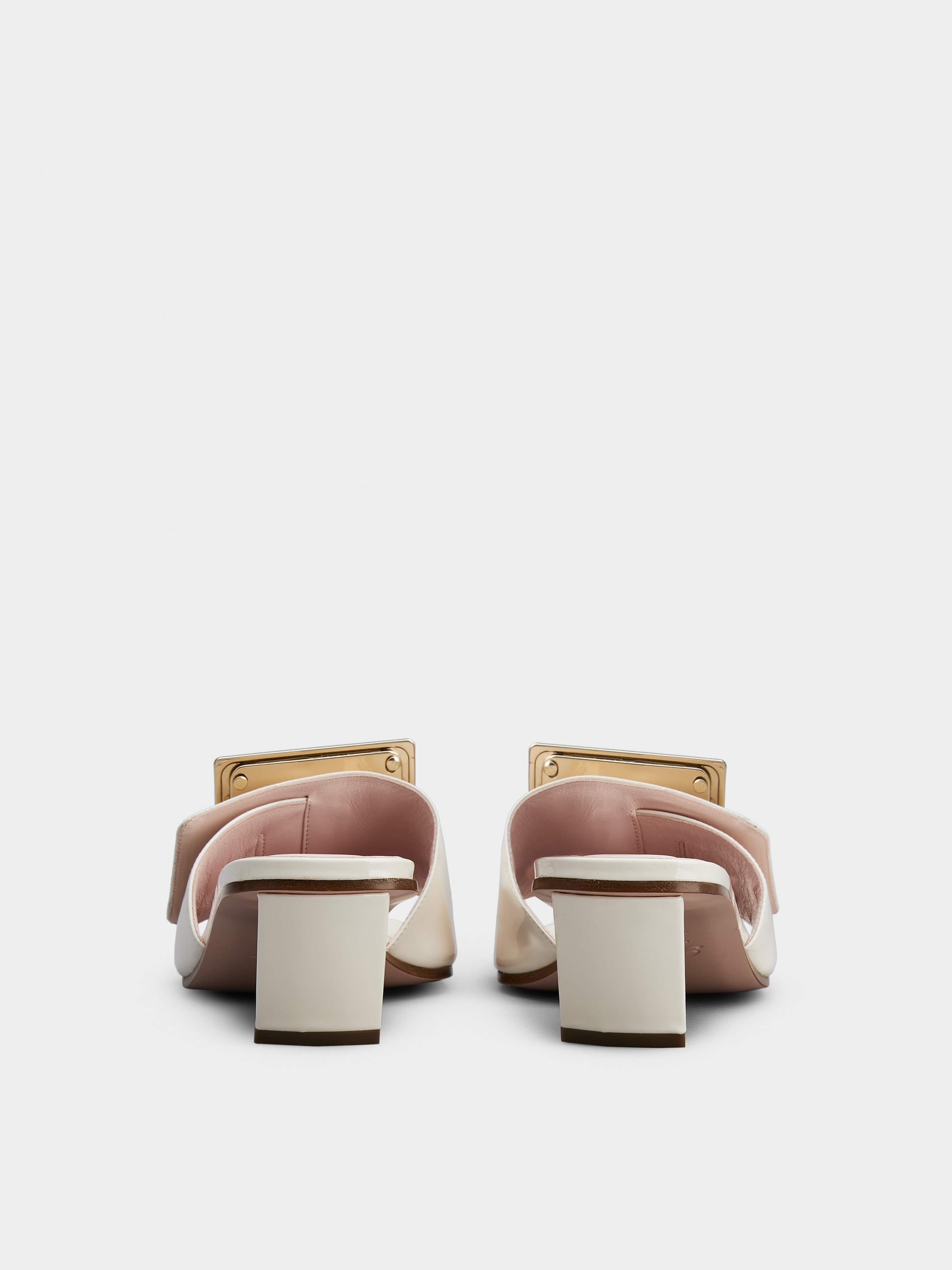 Love Metal Buckle Mules in Patent Leather - 5