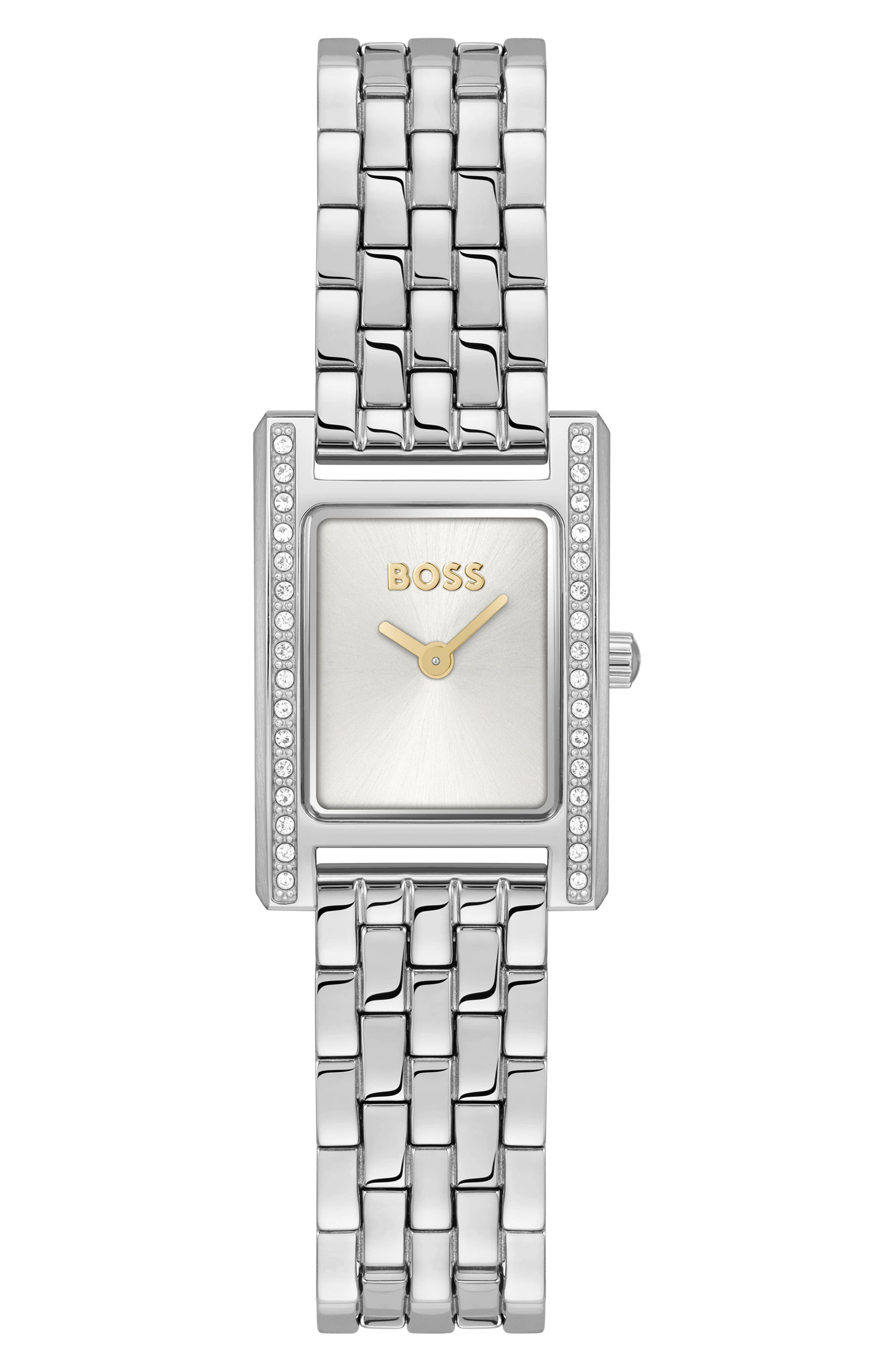 BOSS Lucy Precious Rectangular Watch, 18.5mm in Silver at Nordstrom - 1