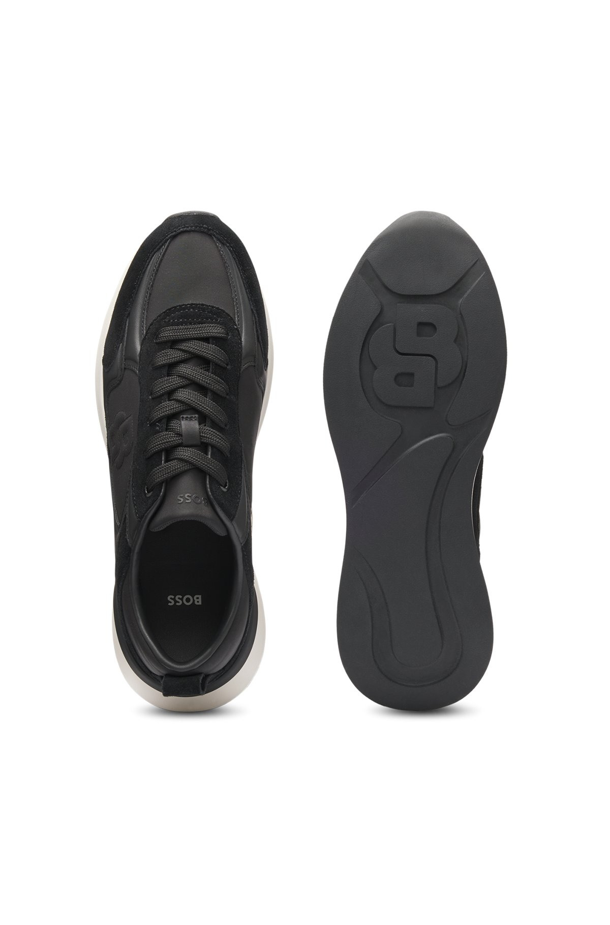 SUEDE-TRIM TRAINERS WITH DOUBLE B MONOGRAM - 5