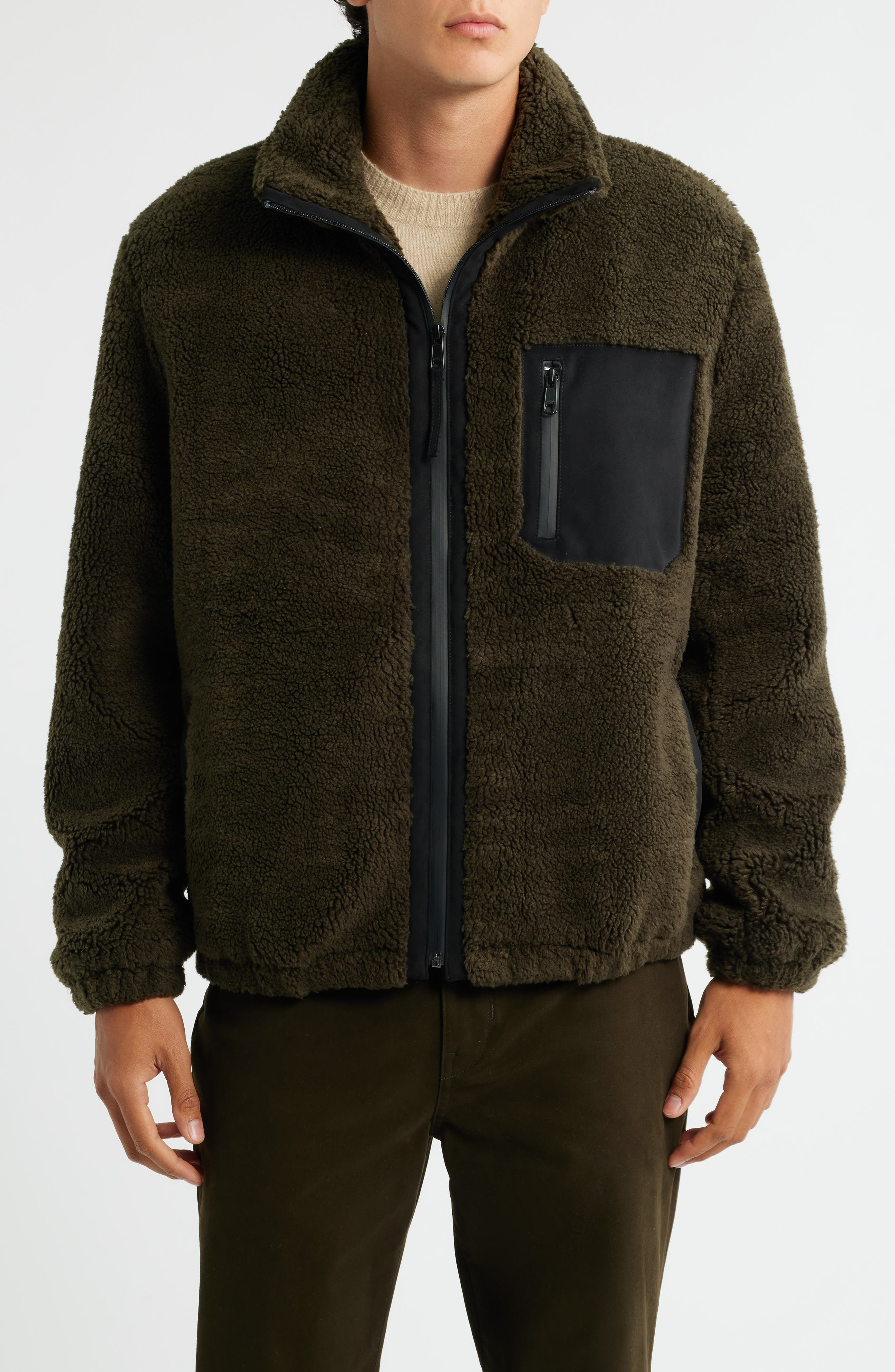 Vince Fleece Zip Jacket in Dark Leaf at Nordstrom - 4