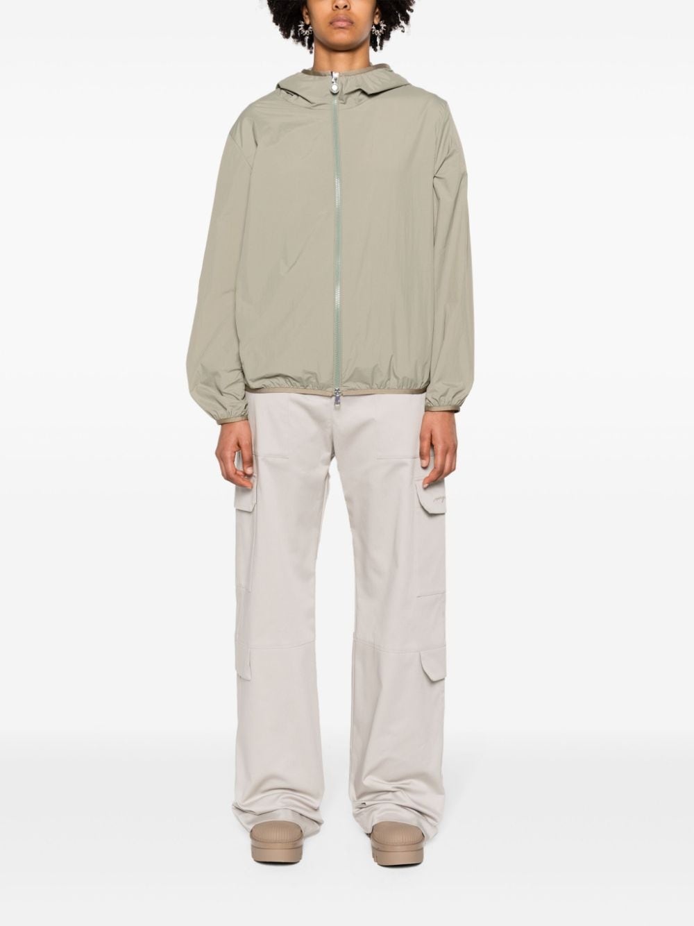 logo-patch hooded windbreaker jacket - 2