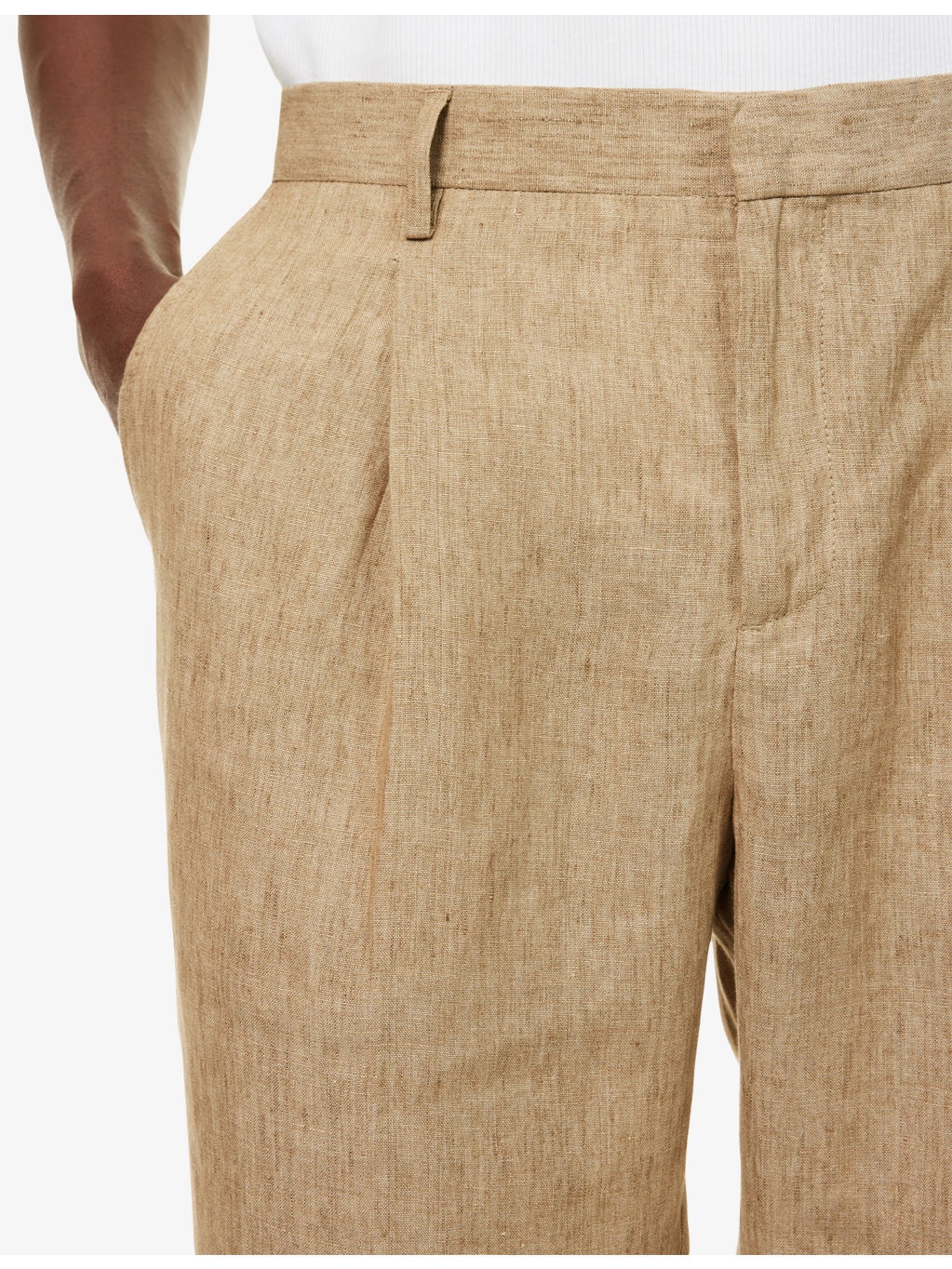 Pleated Tailored Linen Trousers - 5