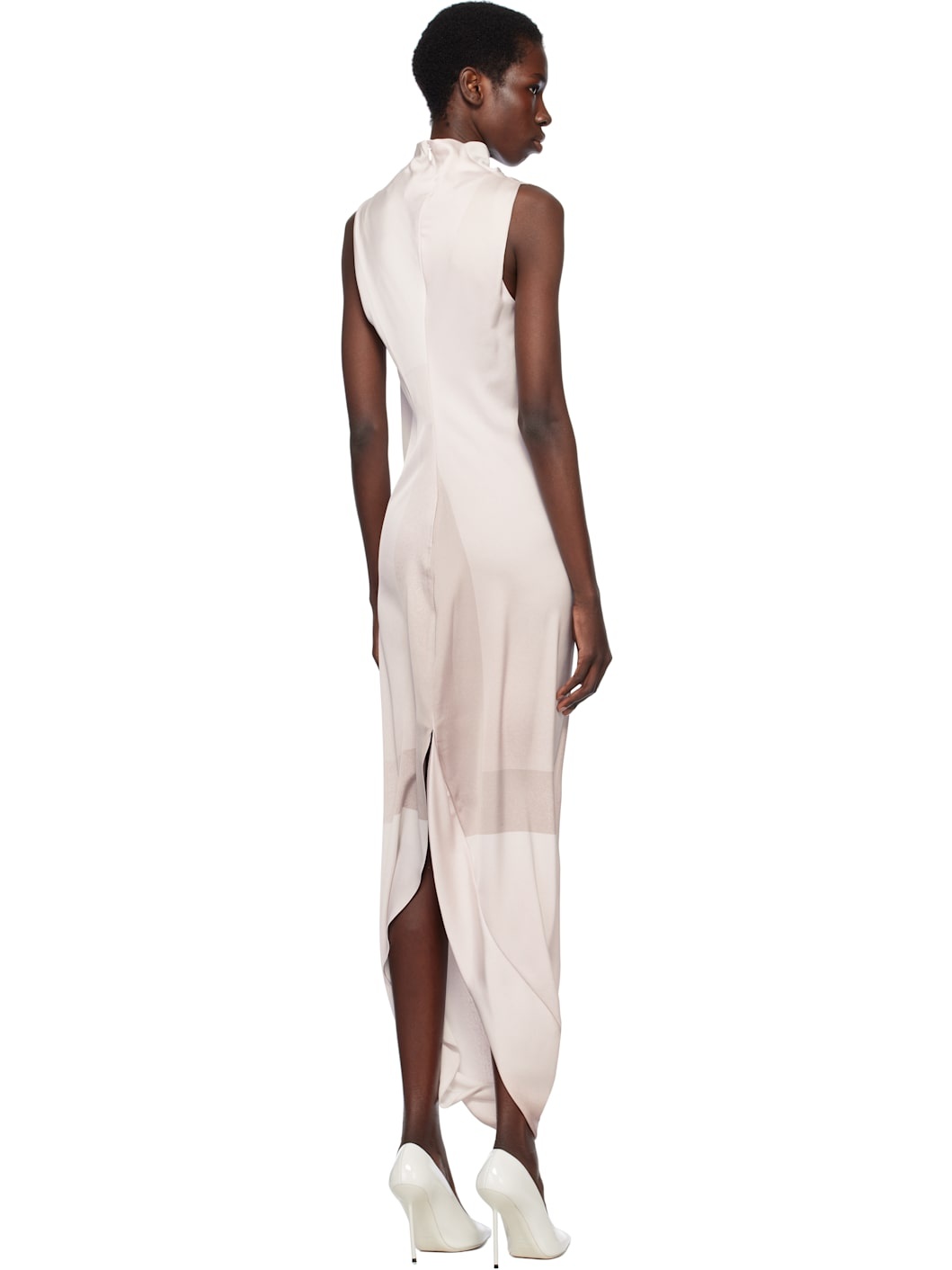 White & Pink 'The Draped Trompe-L'œil Corset' Maxi Dress - 3