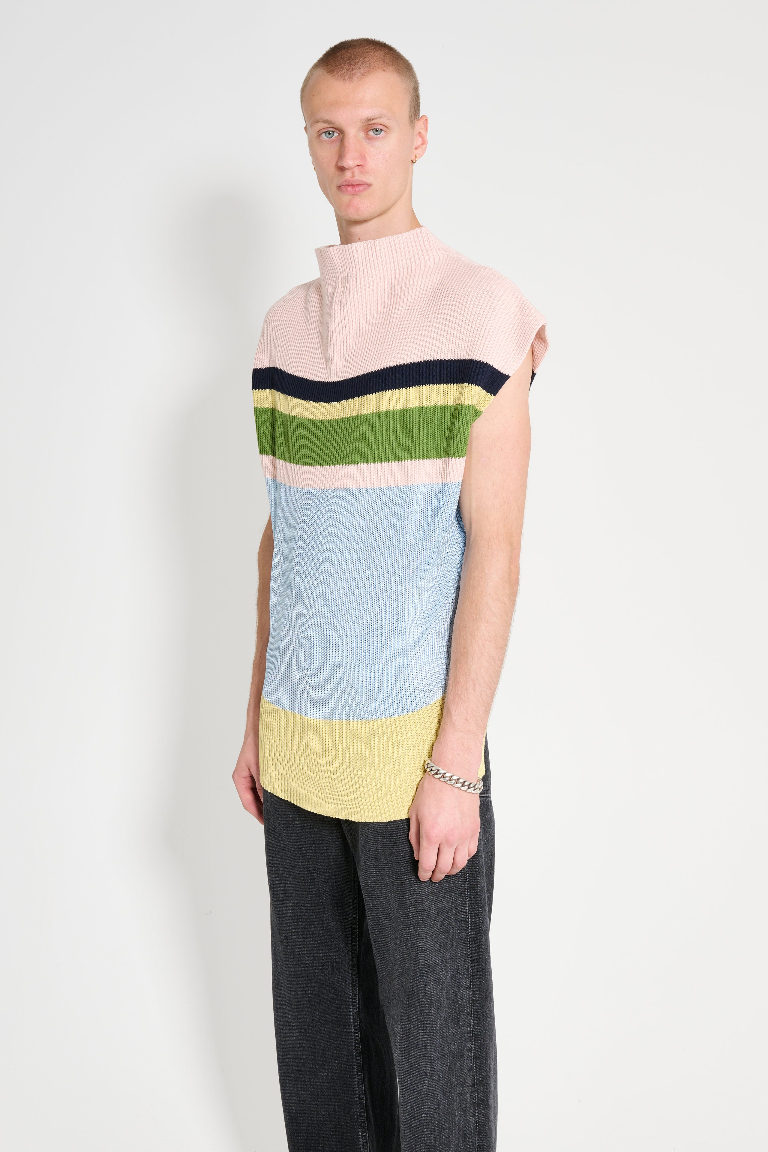 KIKO KOSTADINOV ESSICK STRIPE SLEEVELESS PINK / SKY BLUE - 2
