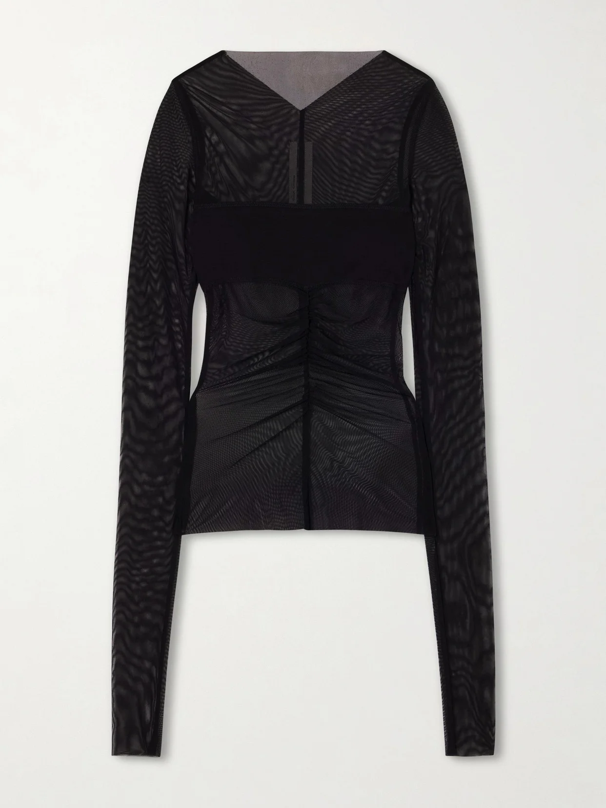 Ruched Stretch-mesh T-shirt - 1