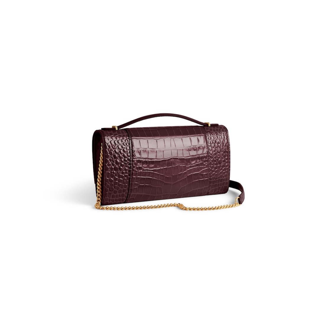 Women's Hourglass Pochette With Chain in Dark Burgundy - 3