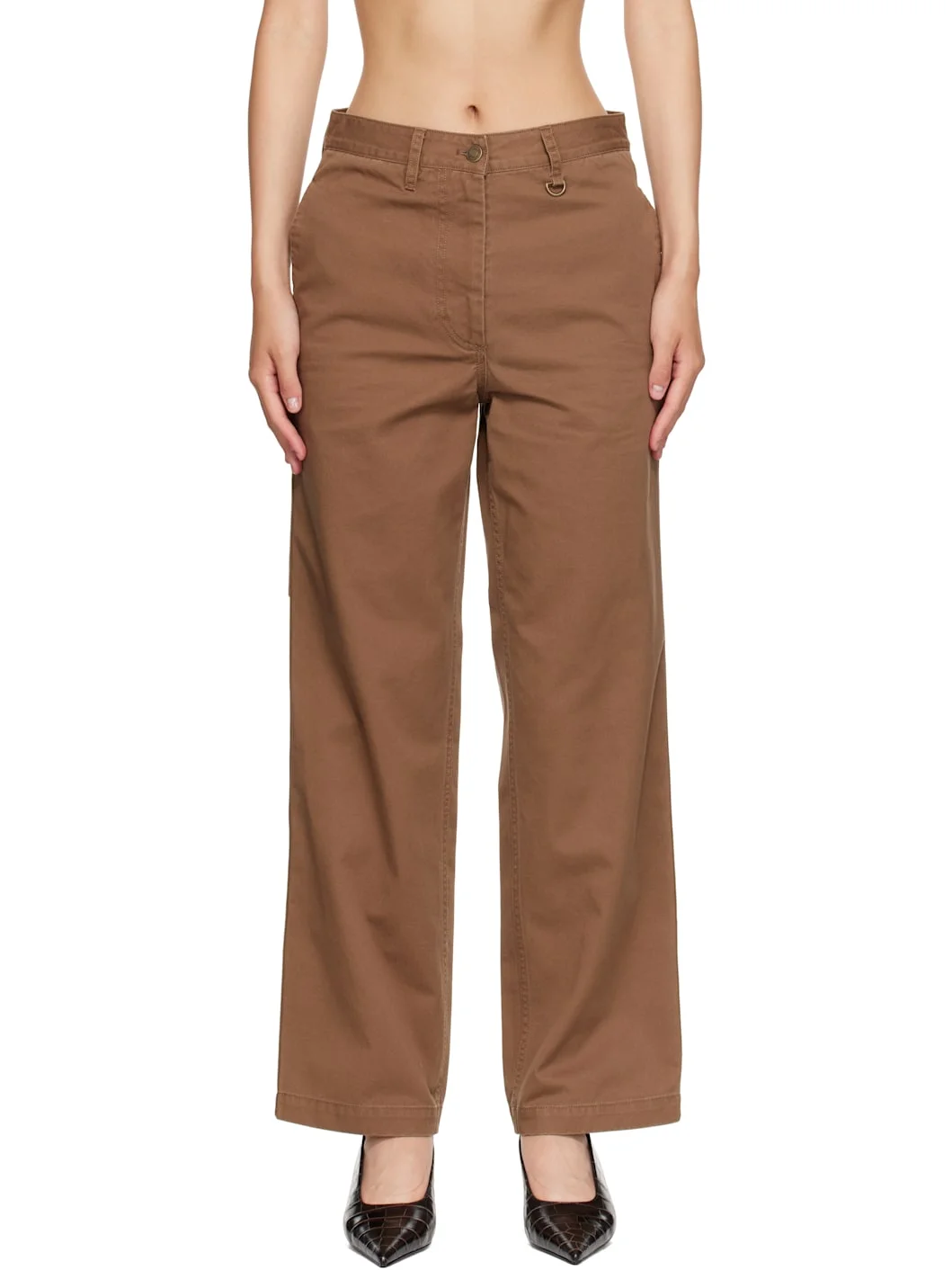 Brown Tabby Wide Chino Pants - 1