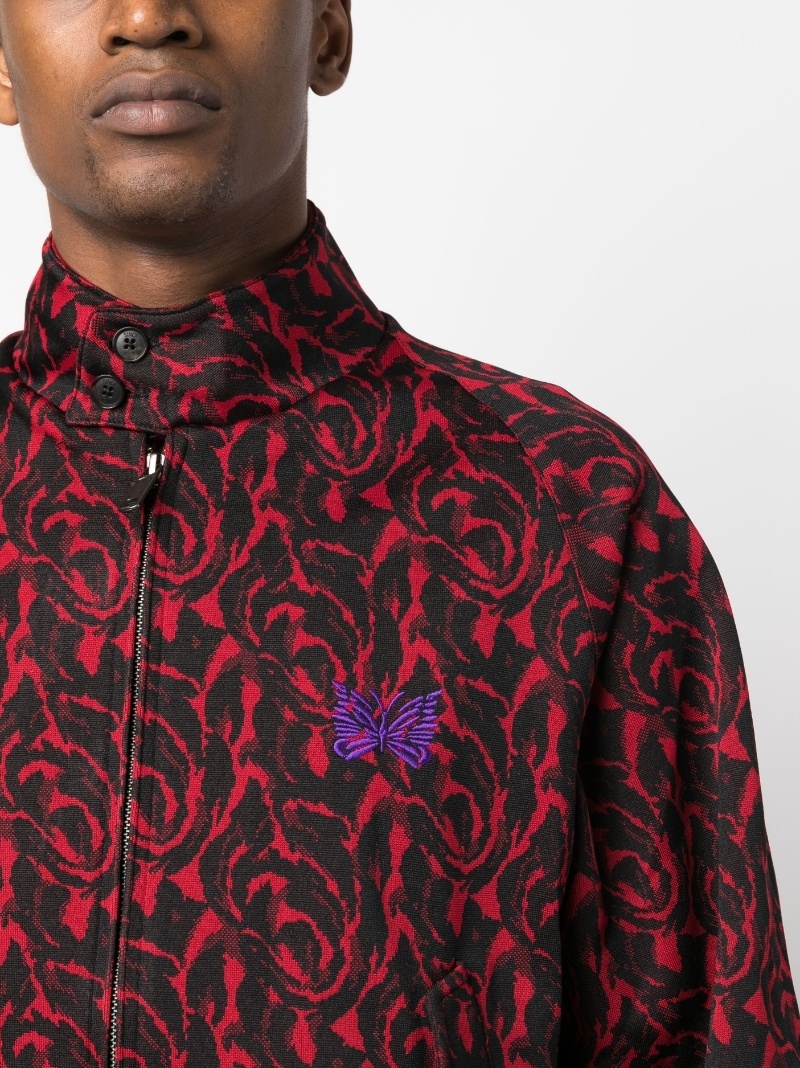 graphic-pattern funnel neck jacket - 5