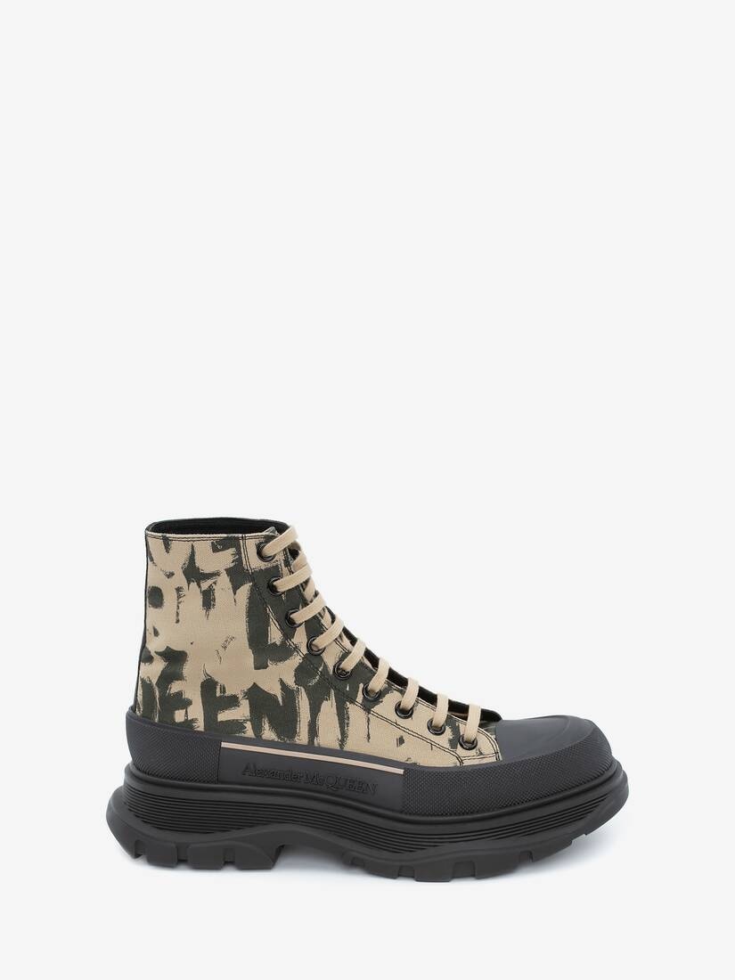 Mcqueen Graffiti Tread Slick Boot in Beige - 1