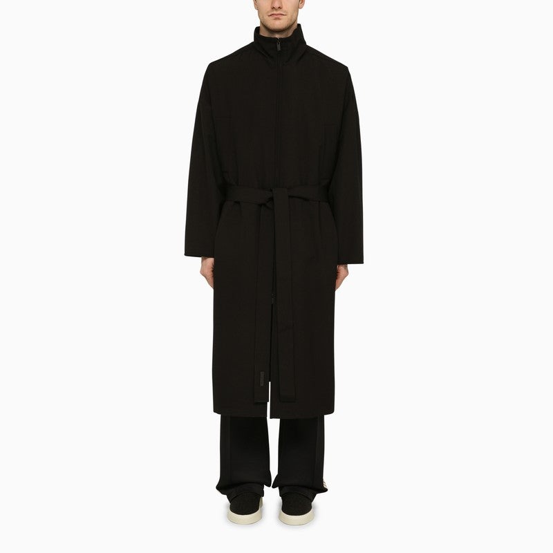 Fear Of God Black Wool Trench Coat With High Collar Men - 1