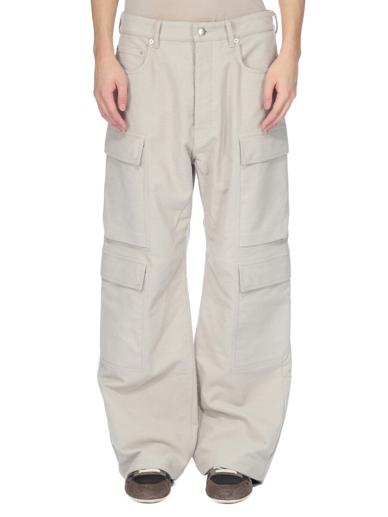 Wide-Leg Cotton-Twill Cargo Trousers Light gray 1