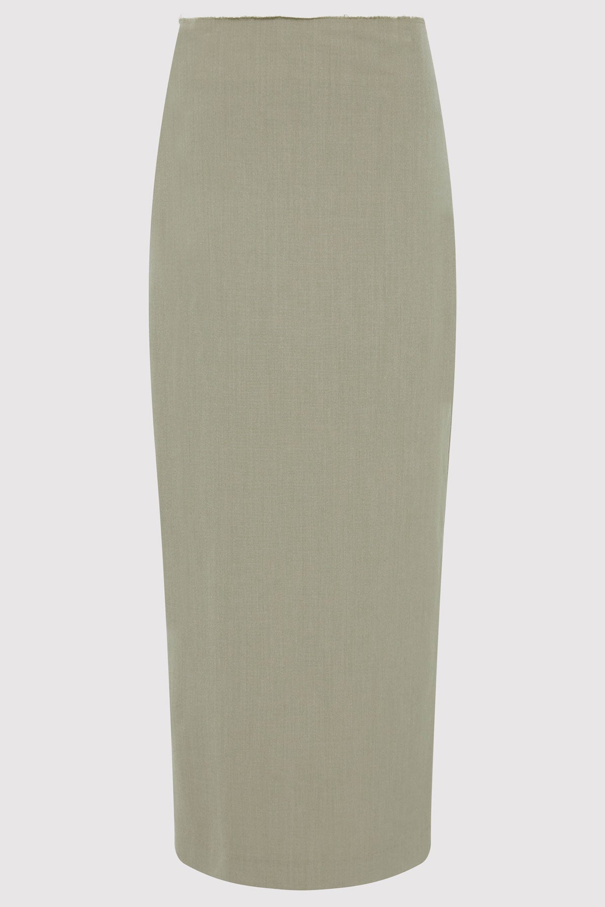 Raw Edge Column Maxi Skirt - Moss Grey - 1