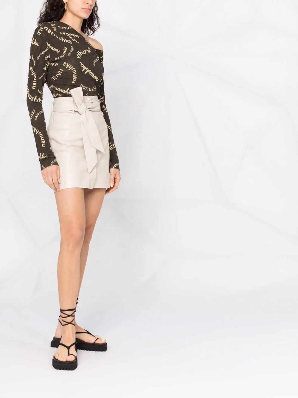 A-line belted mini skirt - 6