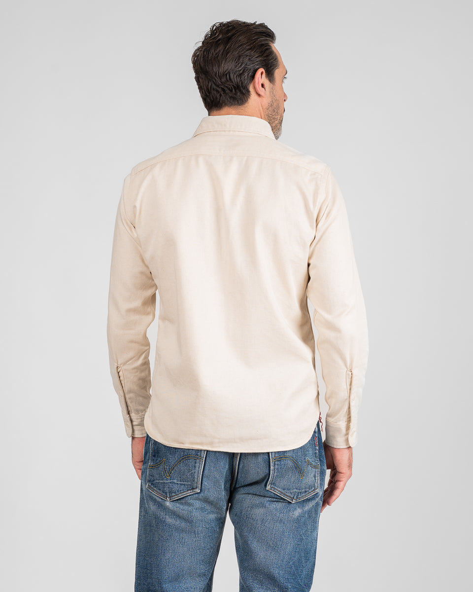 IHSH-414-WHT 9oz Cotton Linen Work Shirt - Off White - 3