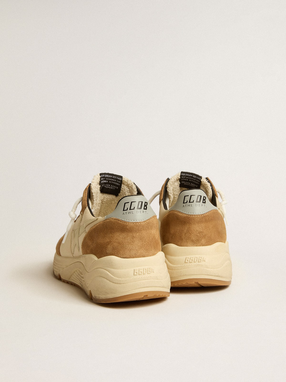 Running Sole in ivory nylon and tobacco suede with ivory leather star - 4