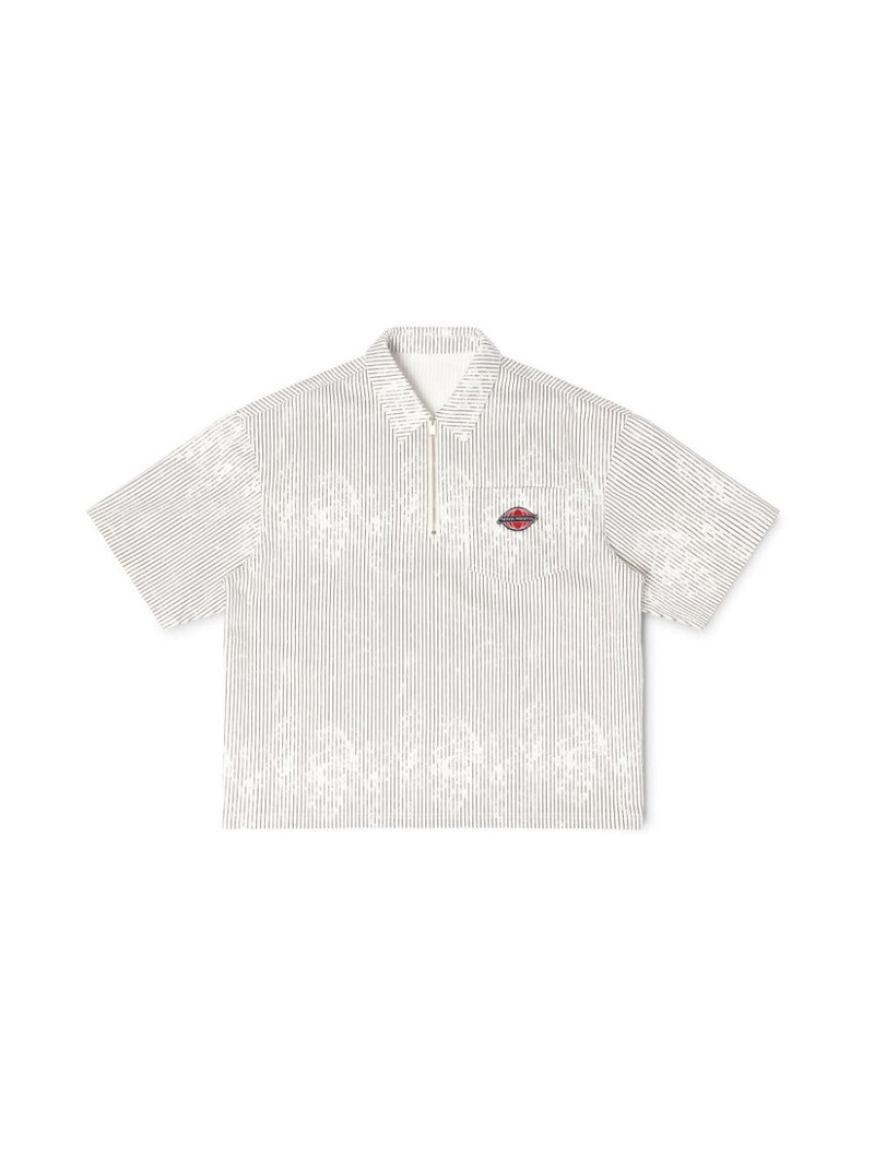 Stripe Canvas Ss Zip Shirt 1