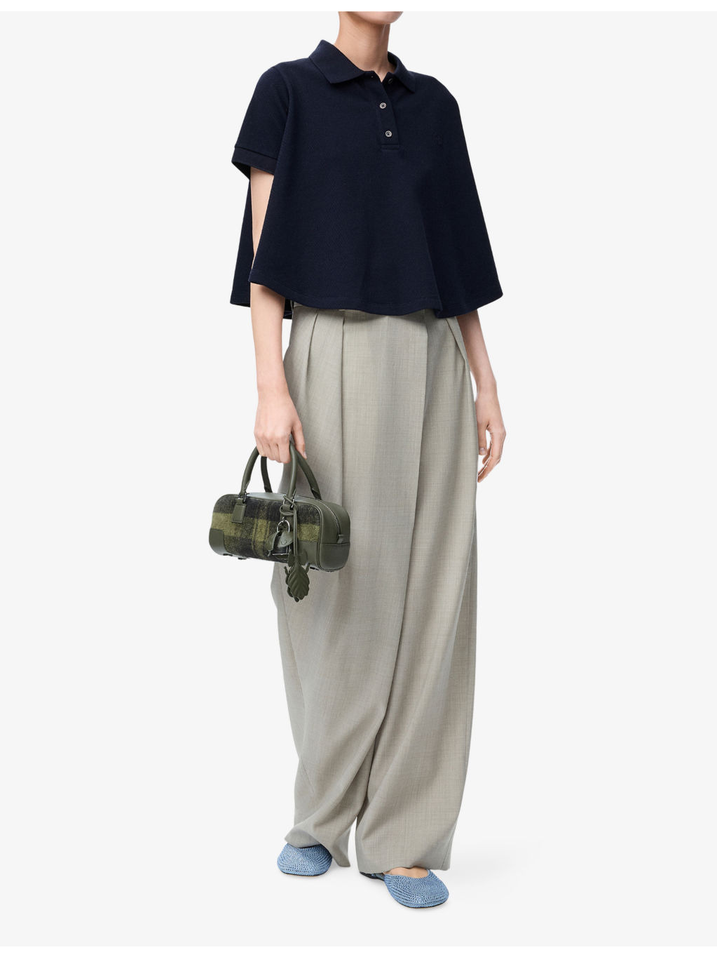 Trapeze Cropped Cotton Polo Shirt - 2