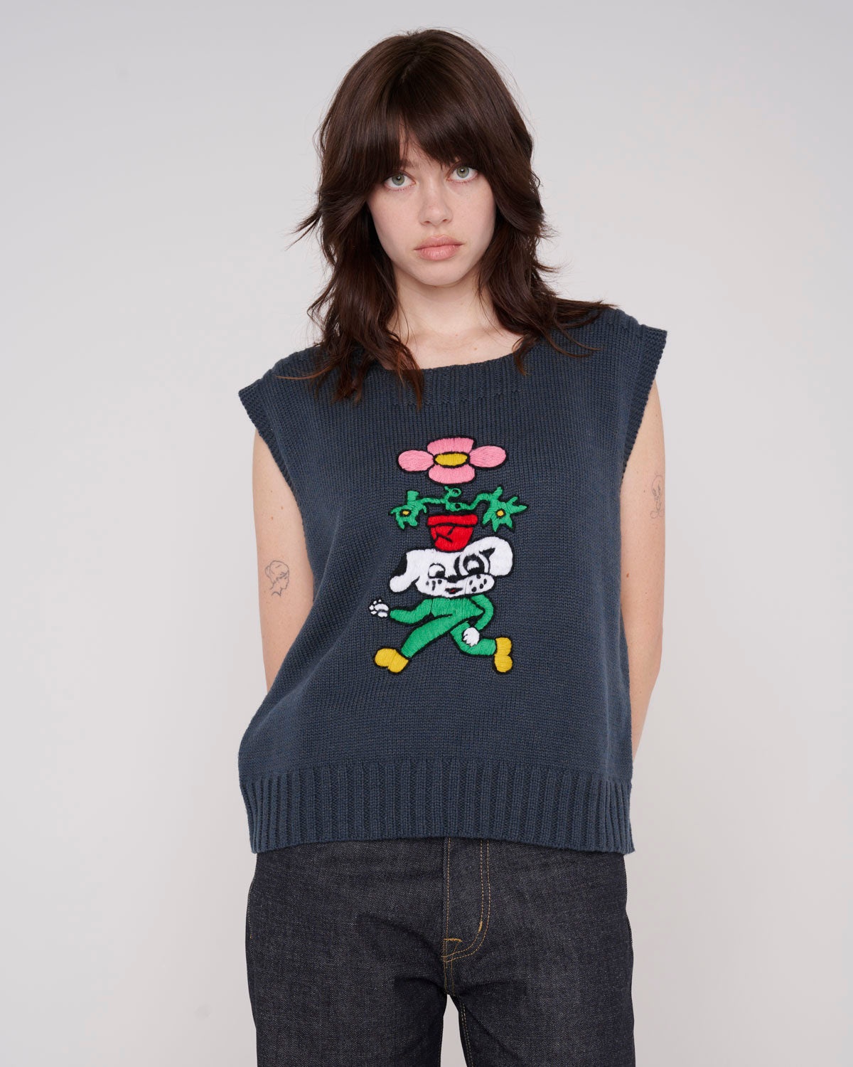 Square Neck Sweater Vest - Slate - 7