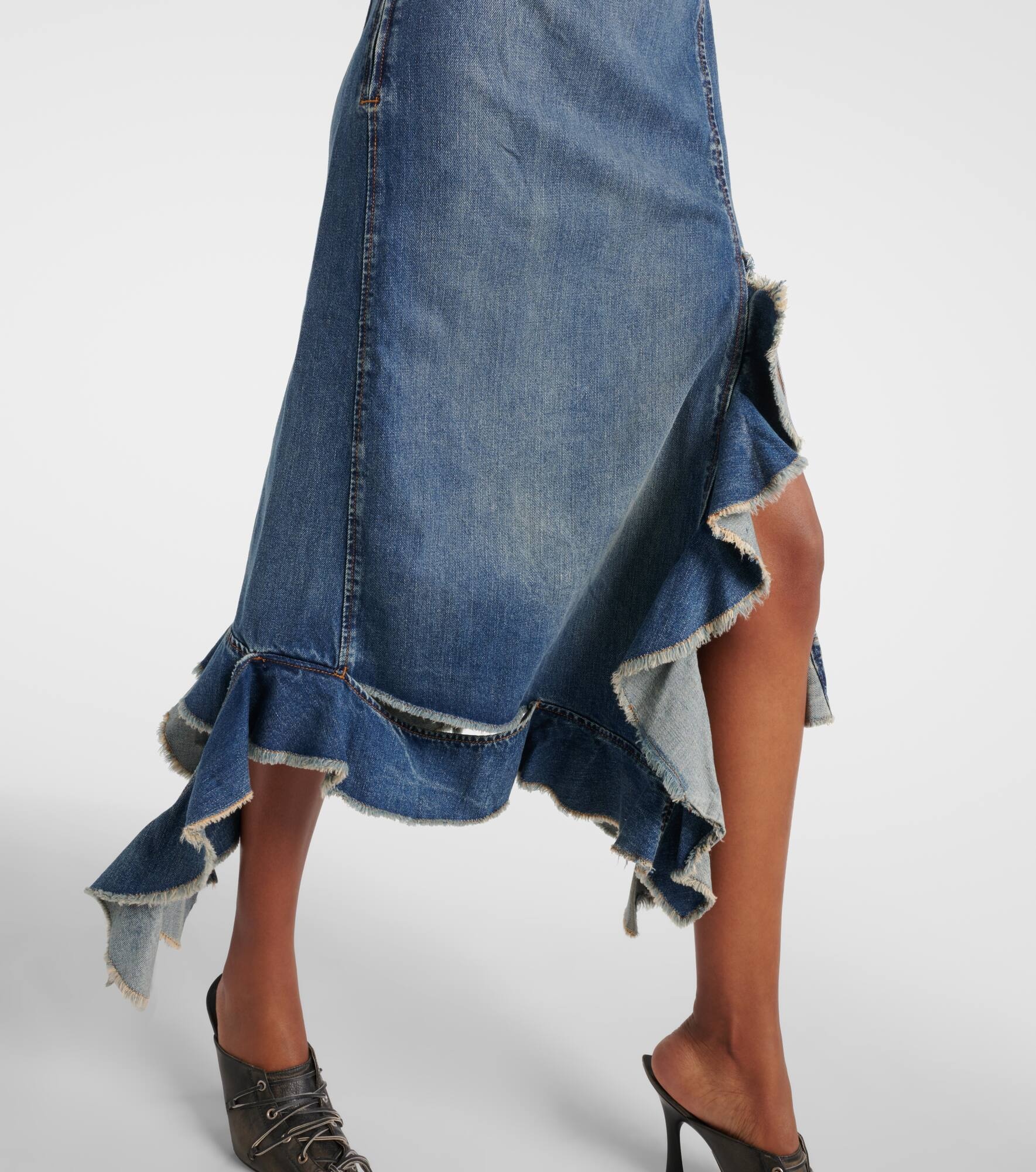 Delouise ruffled denim midi dress - 5