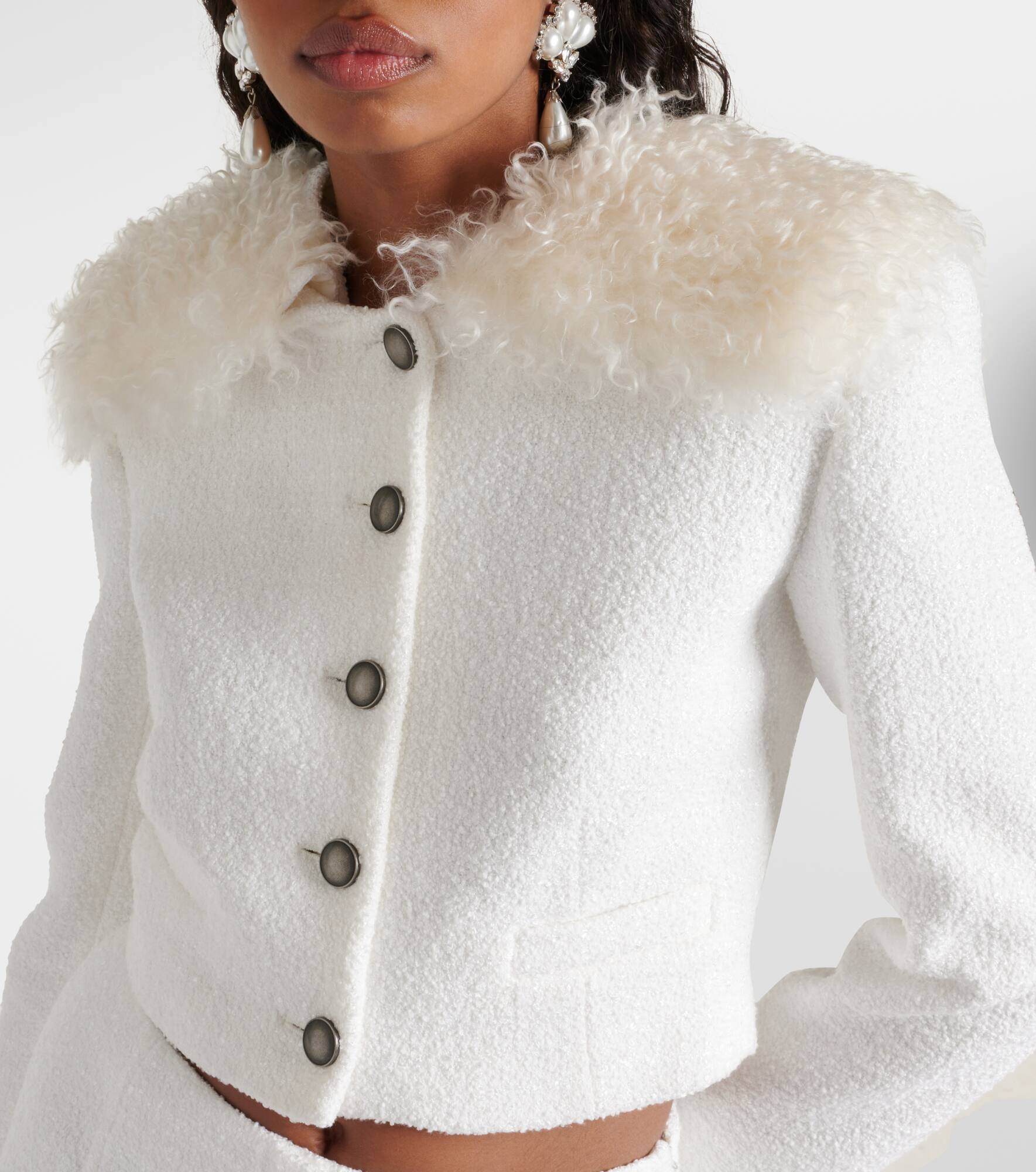 Cropped checked tweed jacket - 4