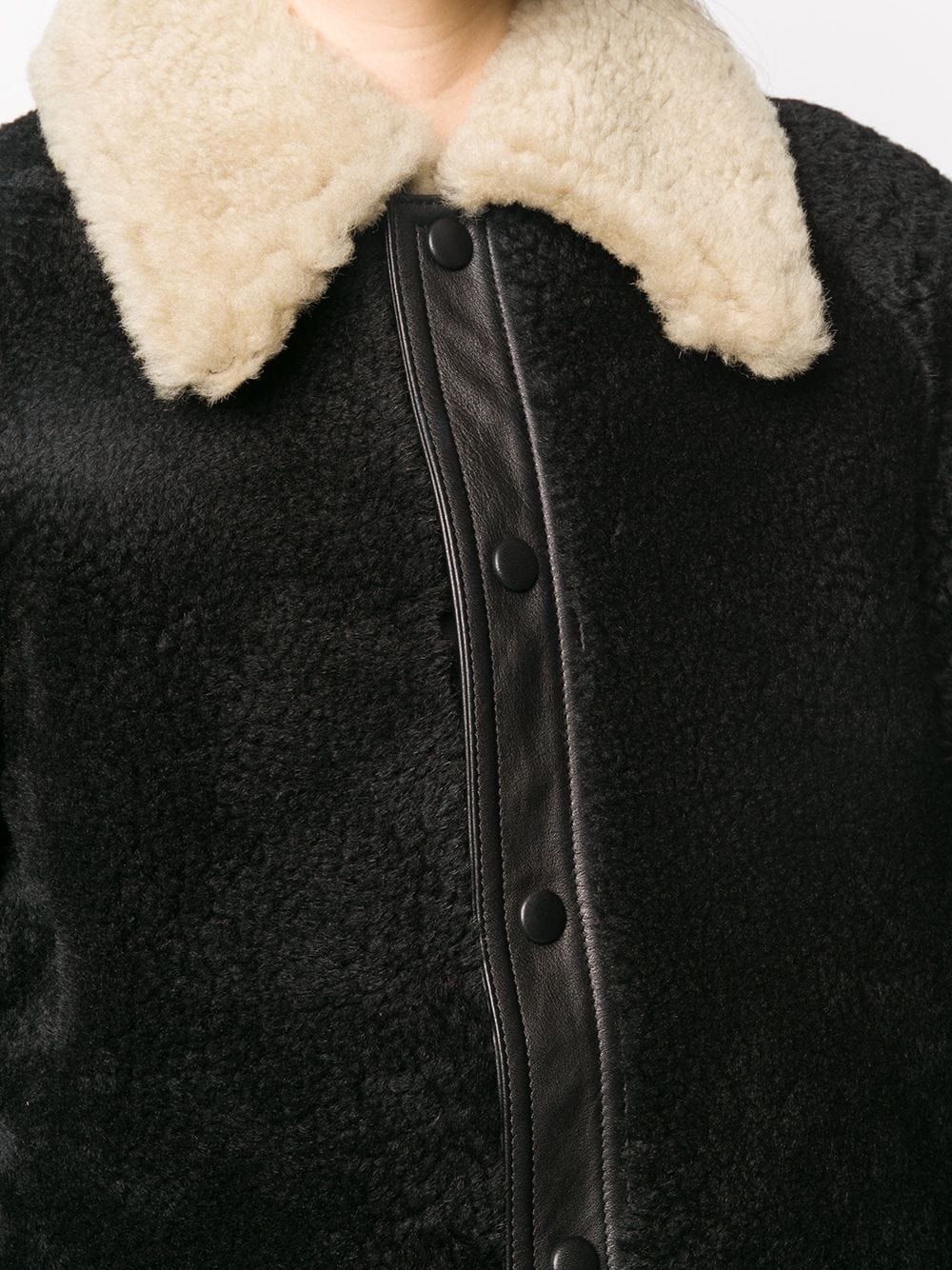 contrast collar shearling jacket - 5