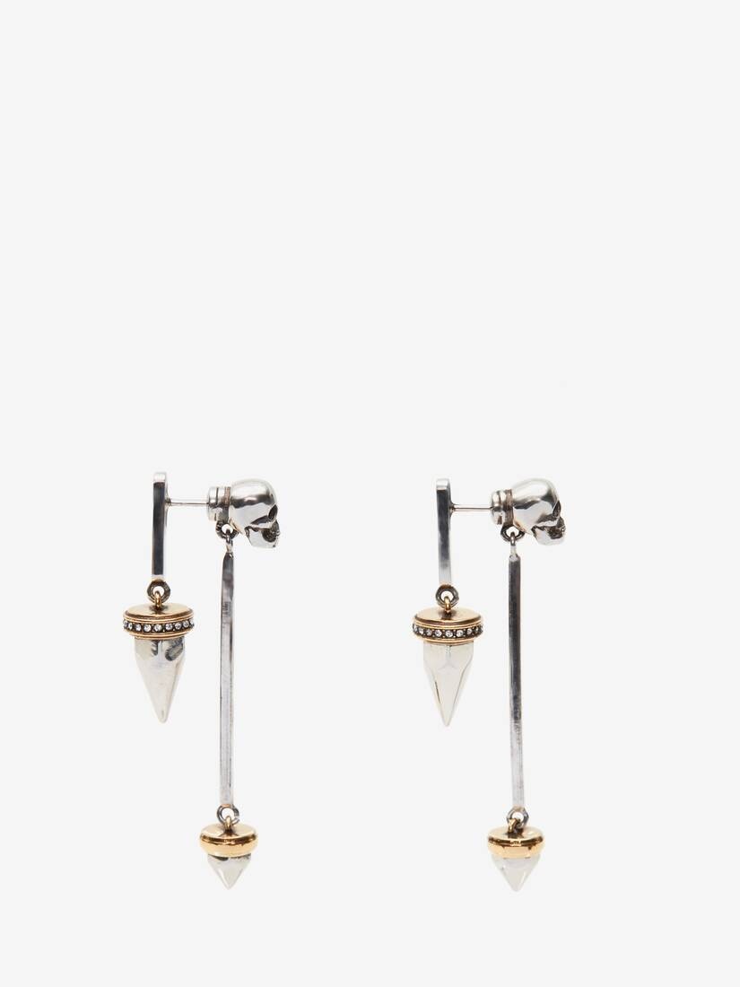 Women's Punk Stud Earrings in Antique Silver - 2