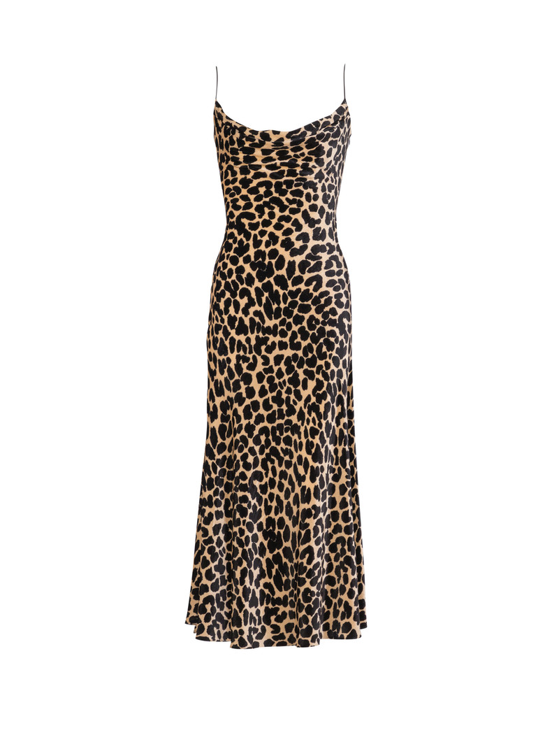 Flowing leopard print velvet dress 1