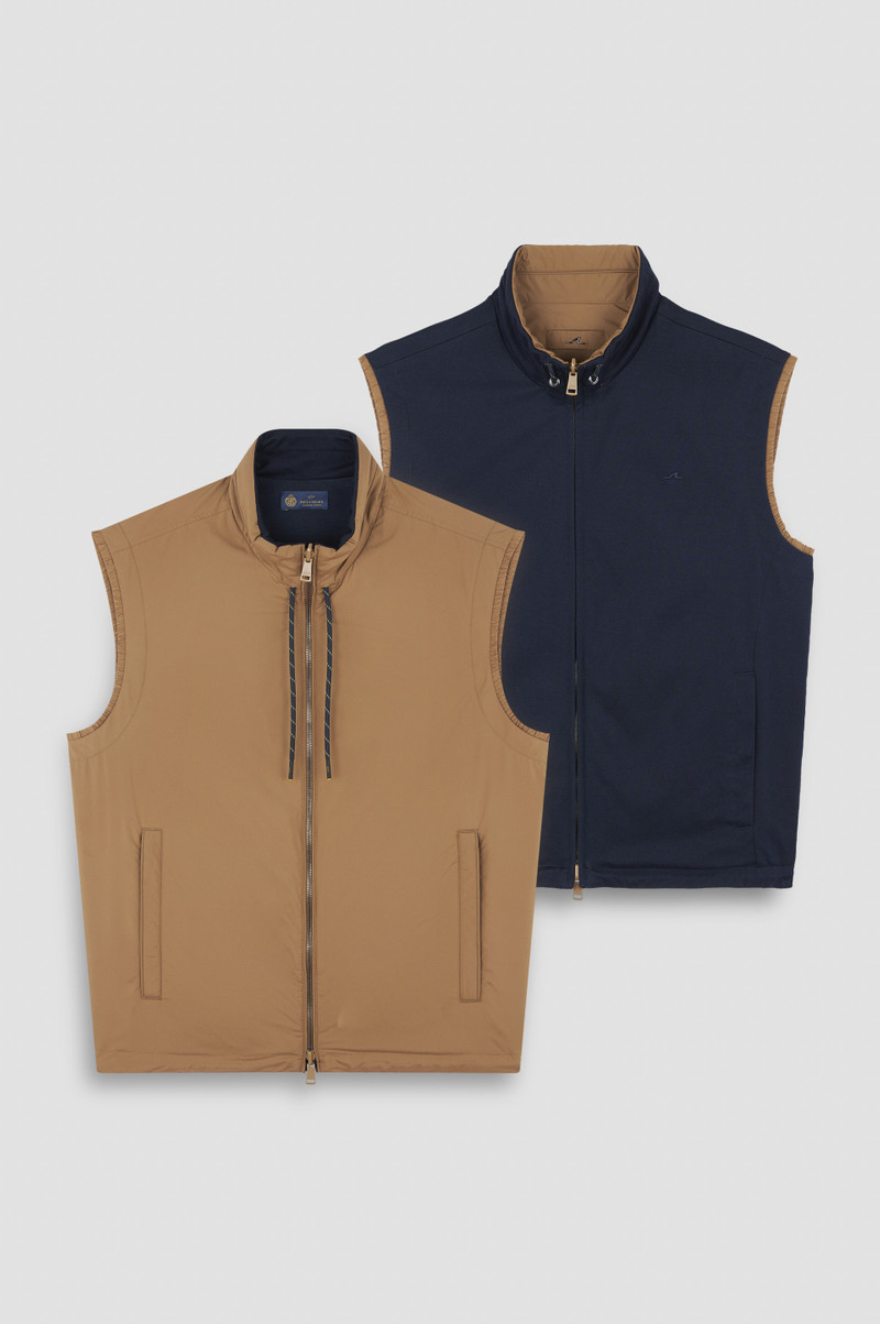 REVERSIBLE GILET IN WOOL, SILK, AND MICROFIBER 1
