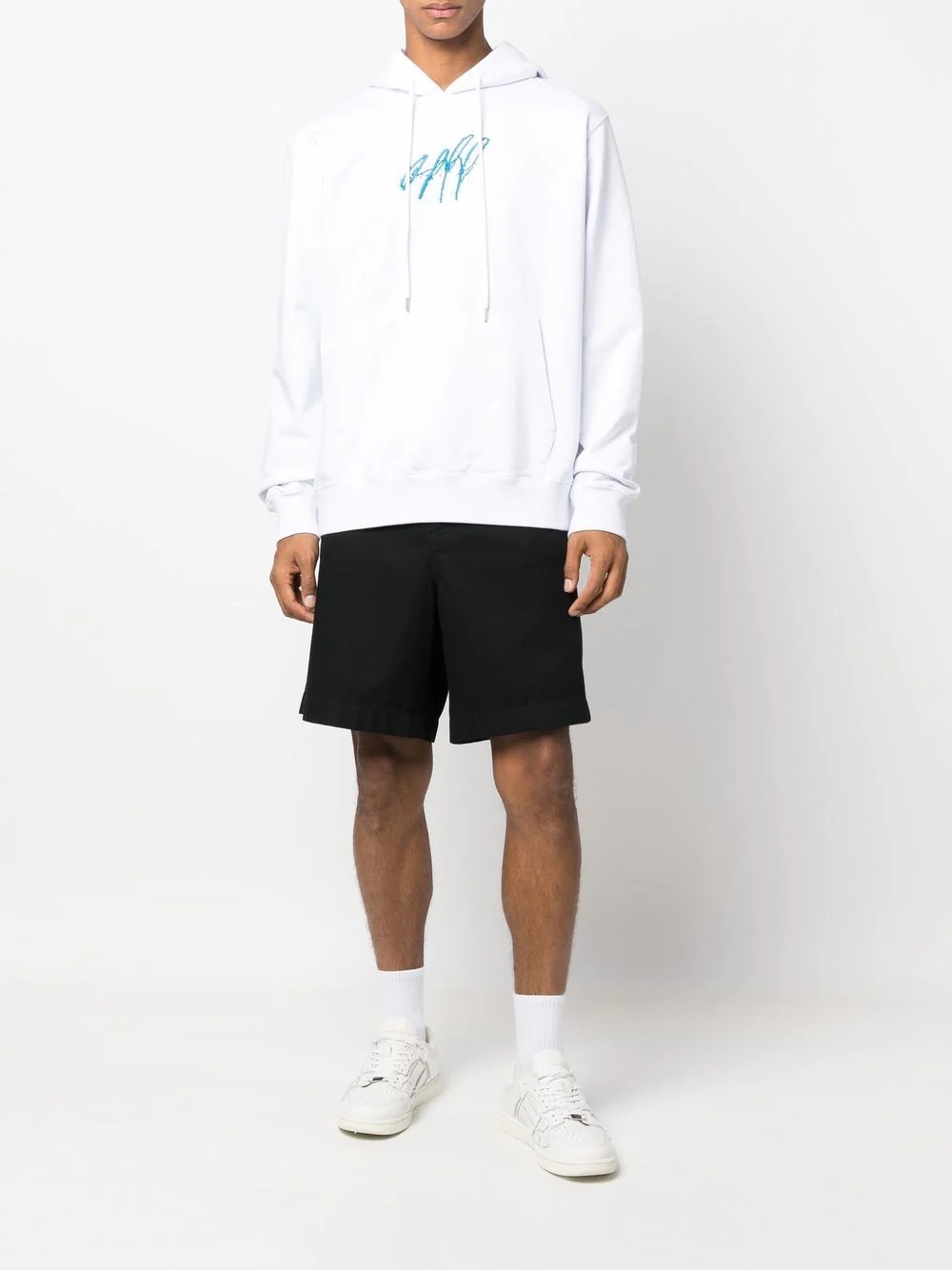 embroidered drawstring hoodie - 2