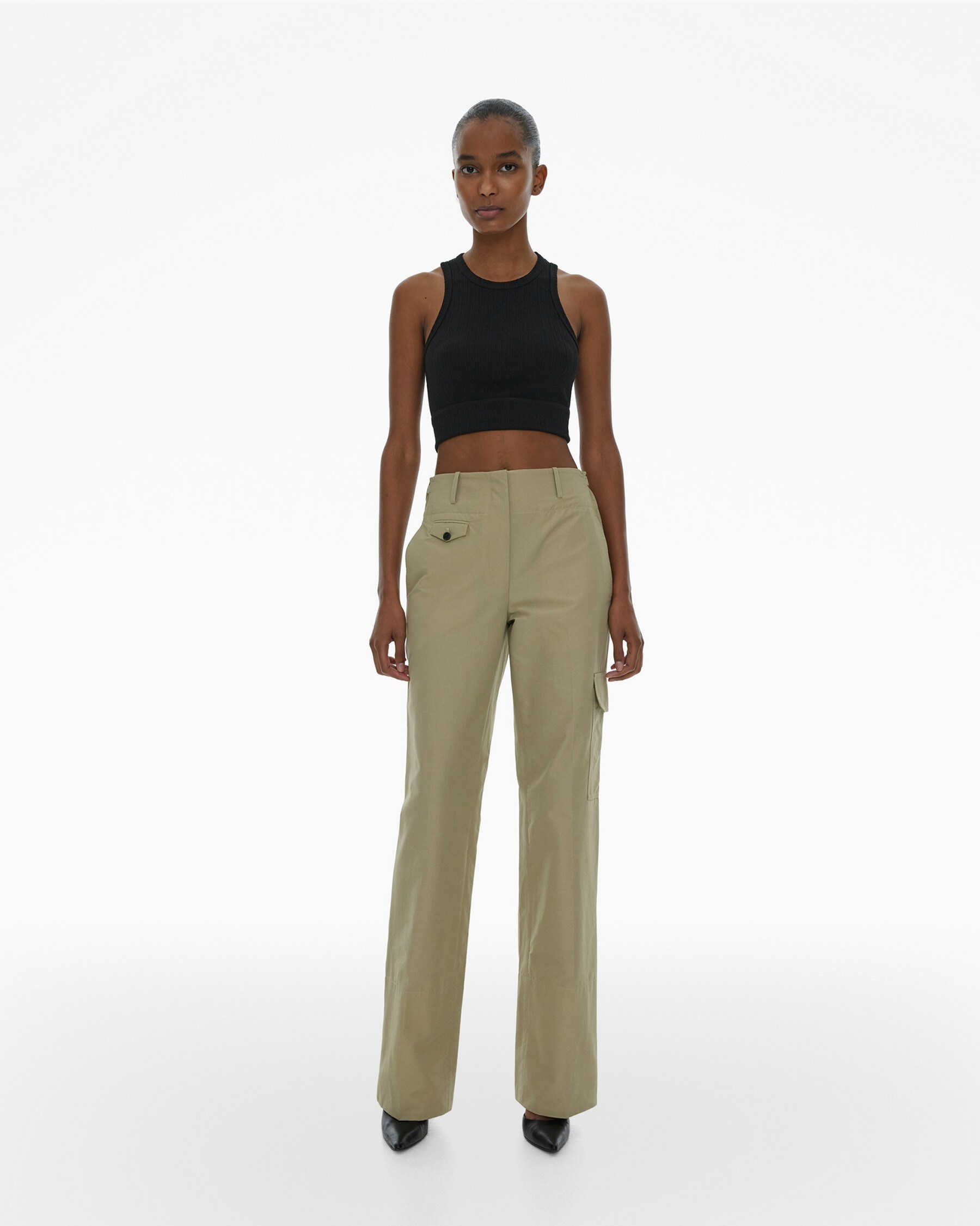 CROPPED RIB KNIT TANK TOP - 2