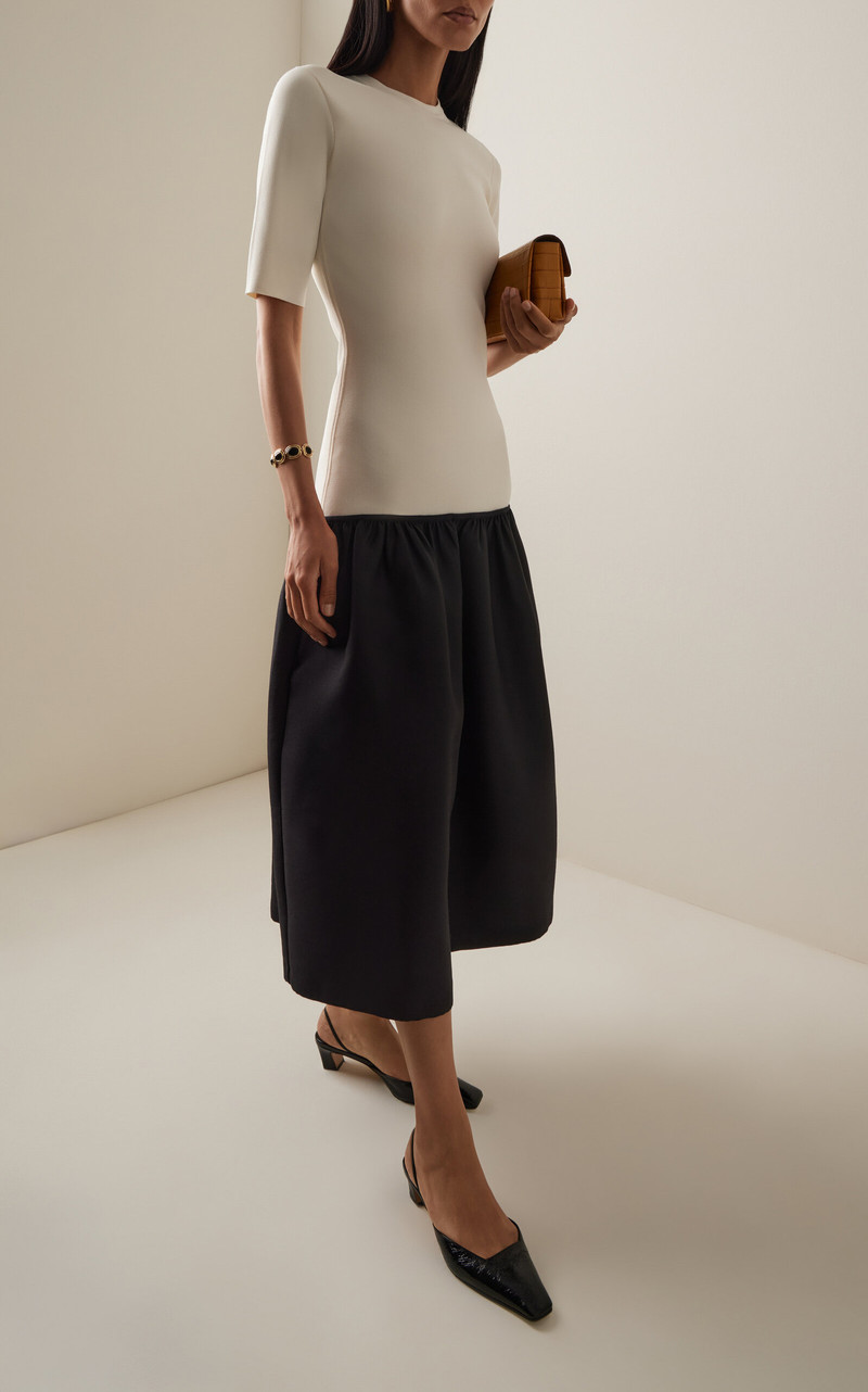 TOTEME Twinflower Silk-Wool Midi Tee Dress ivory outlook