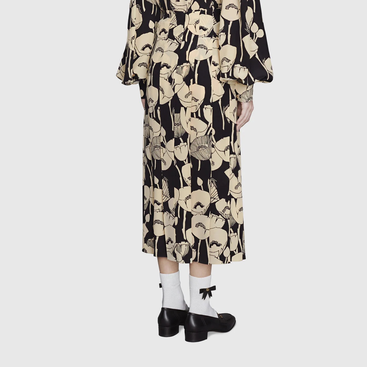 Poppy flowers print silk skirt - 4