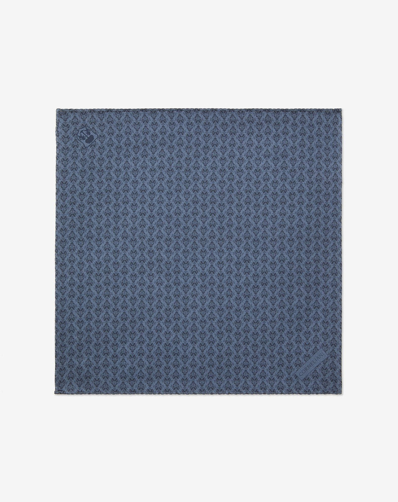 Blue pure silk pocket square with floral print 1