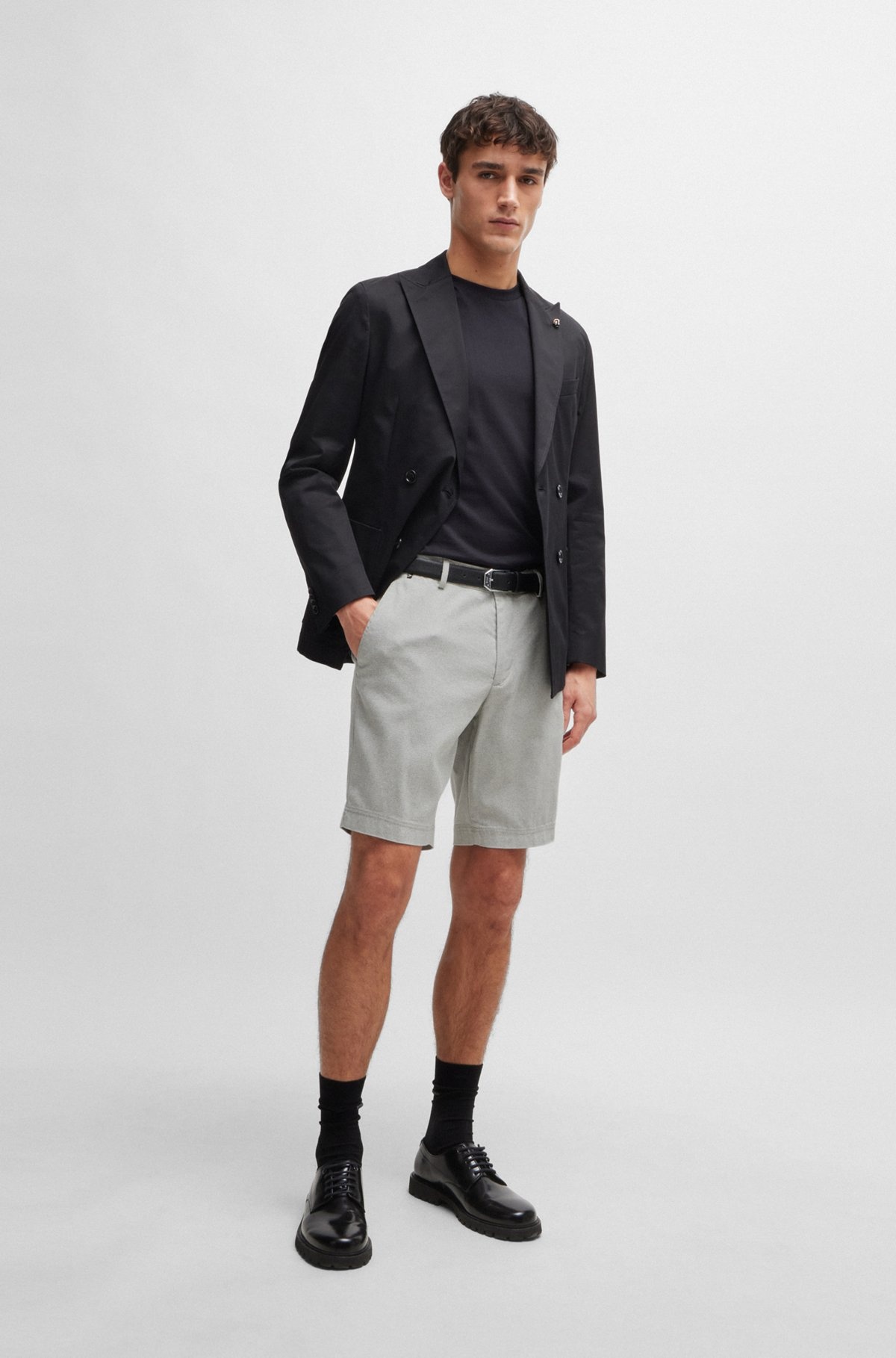 SLIM-FIT SHORTS IN MELANGE TWILL - 3