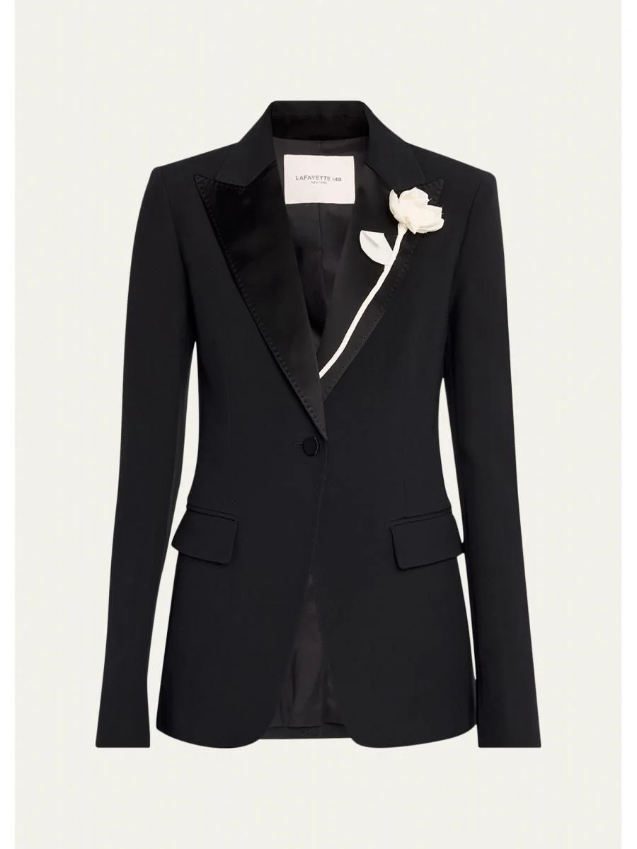 Floral Applique Peak-Lapel Blazer - 1