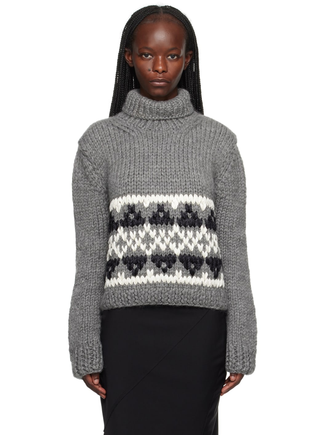 Gray Jacquard Turtleneck - 1