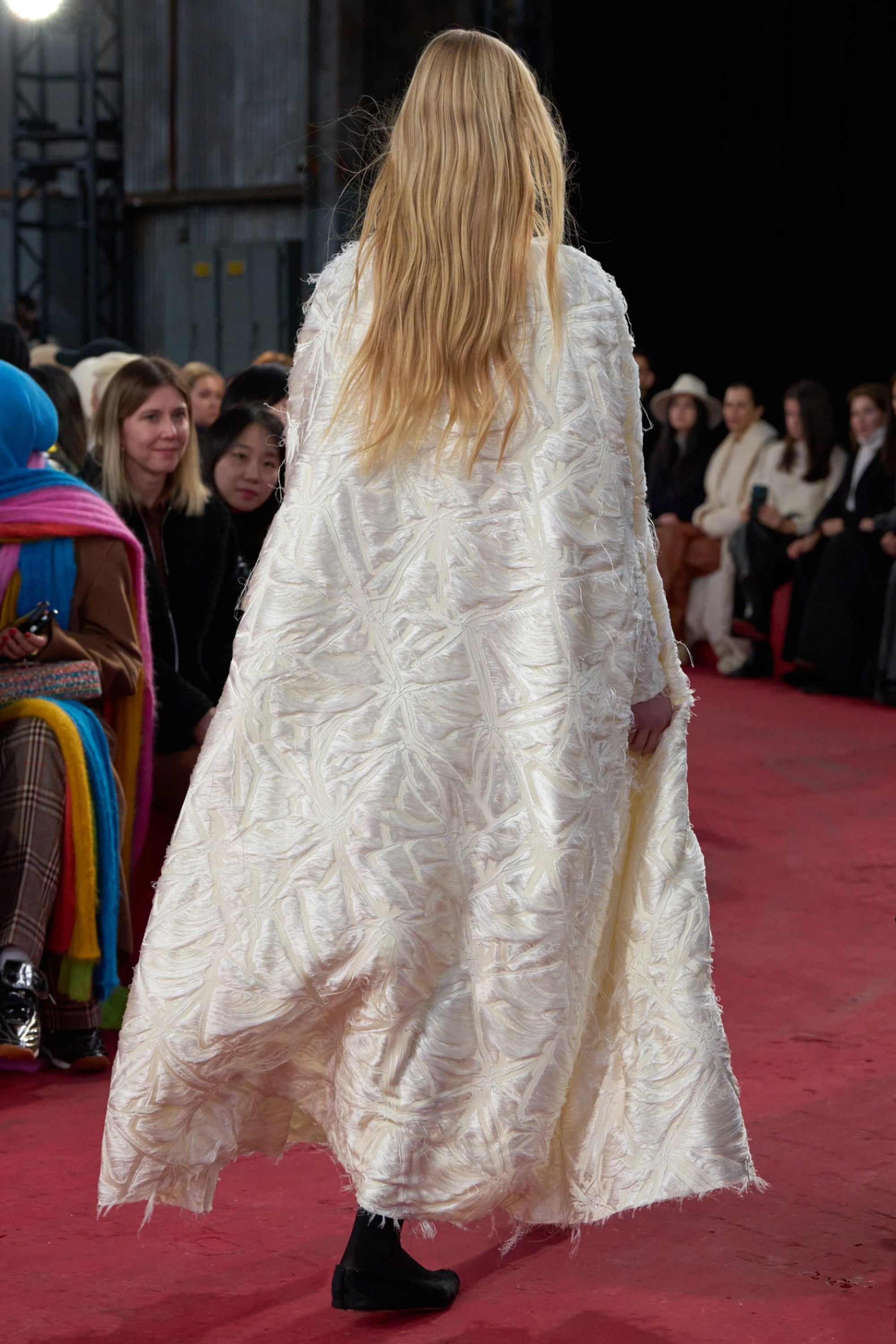 Brighting Dress in Ivory Silk Virgin Wool Jacquard - 3