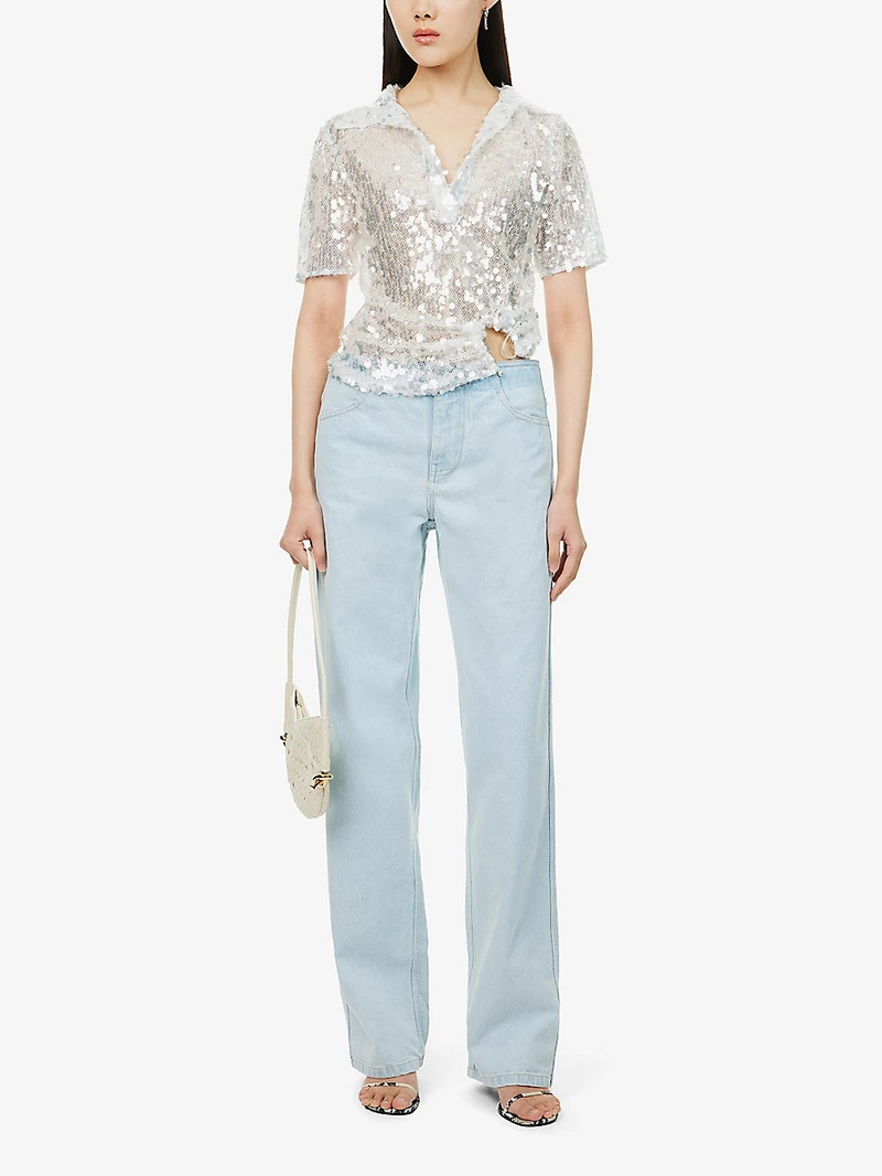 CHRISTOPHER ESBER Deconstruct faded wash straight-leg mid-rise denim jeans outlook