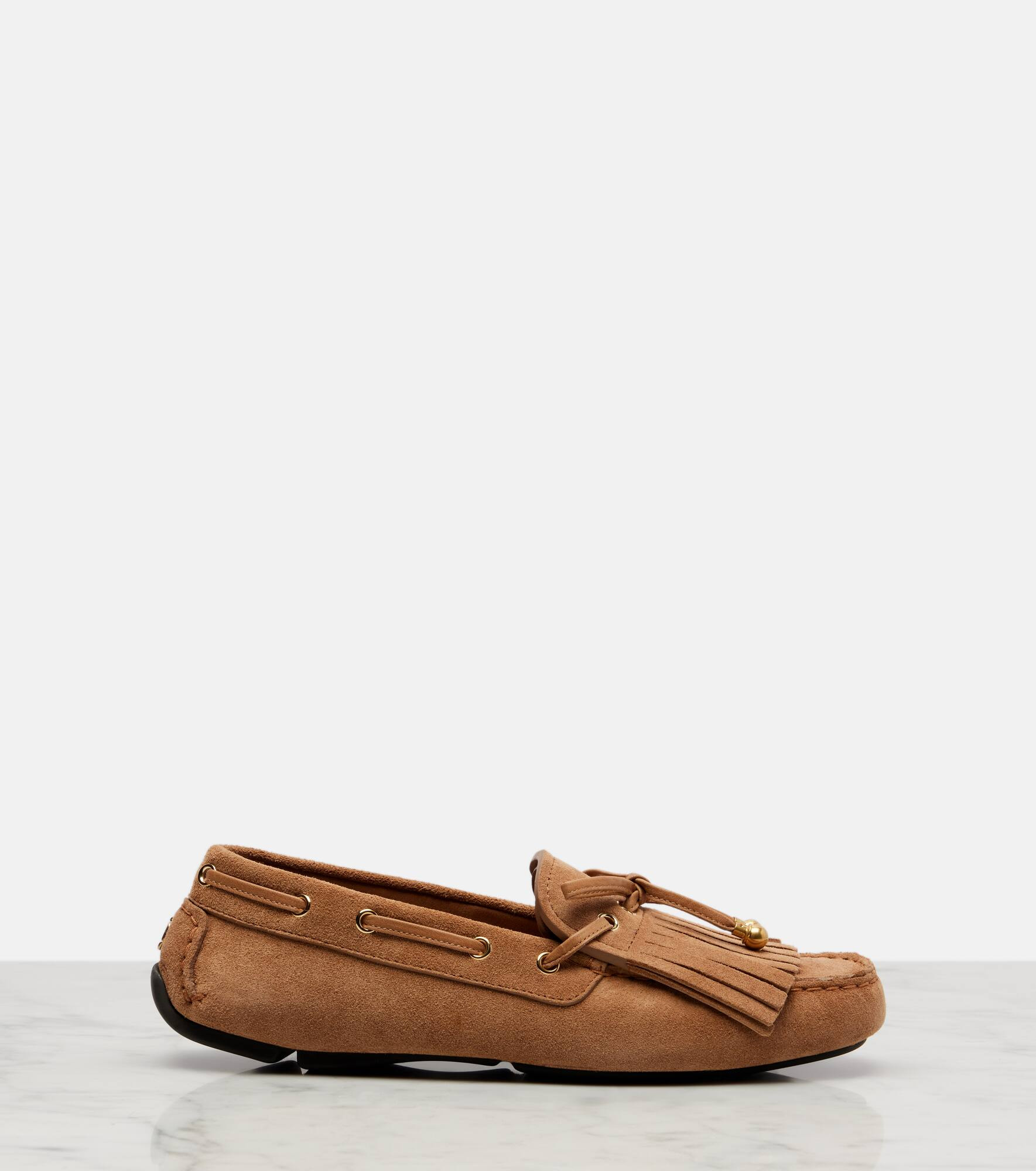 Manon F fringed suede boat shoes - 4